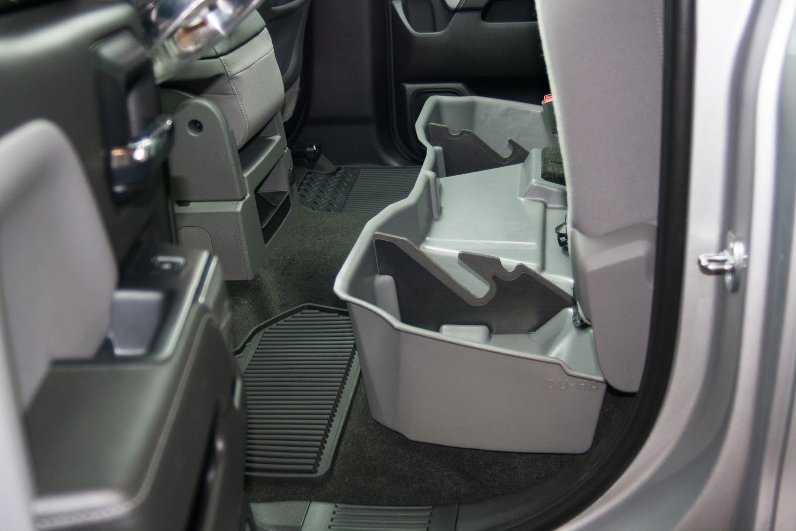 Du-Ha Under Seat Storage Fits 2014-2019 Chevy Silverado/Gmc Sierra Double Cab Classic Style Body | Gray Heavy-Duty Back Seat Organizer | 10305
