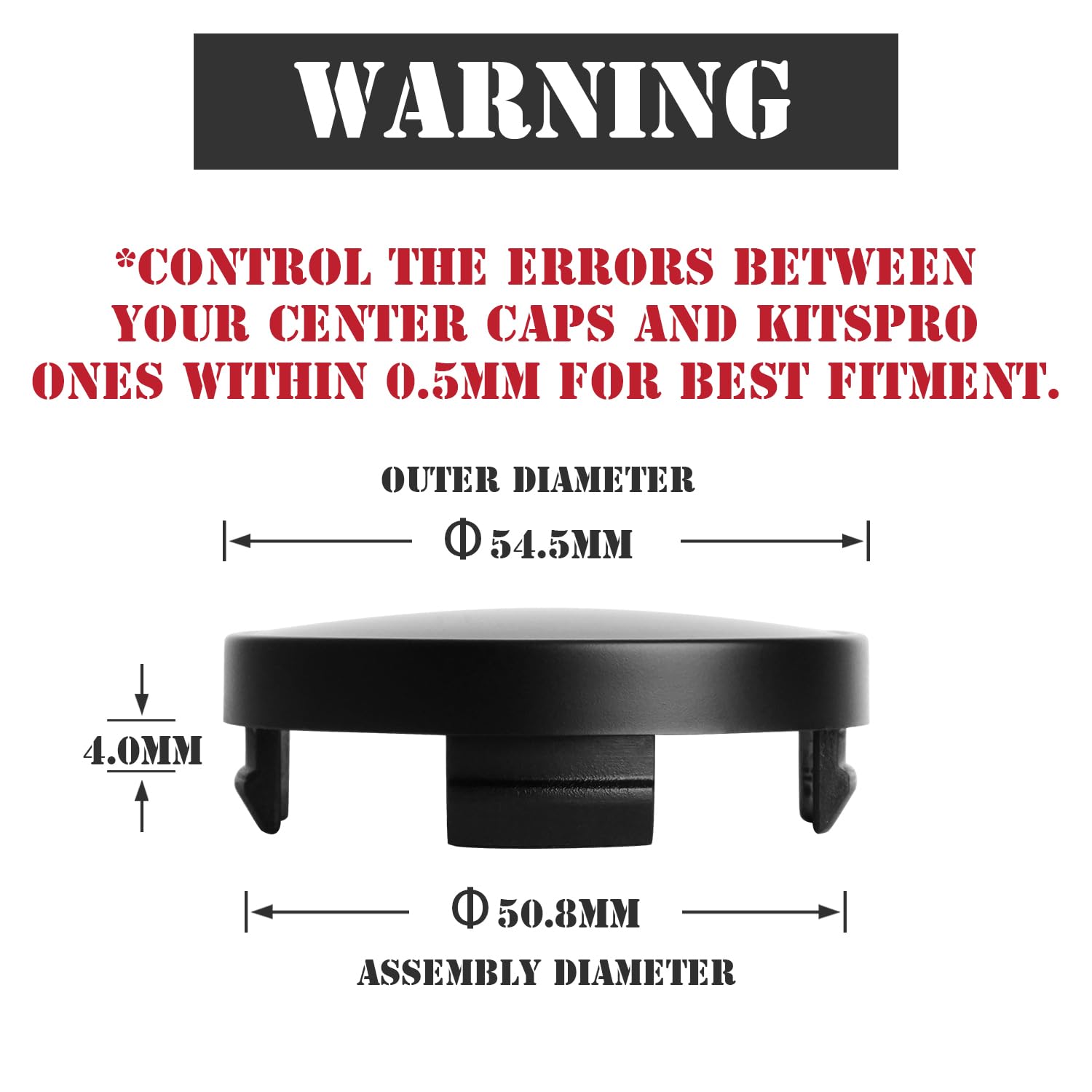 Kitspro 2.15Inch 55Mm Wheel Center Caps For Ford Edge Escape Focus Fusion Rim Hub Caps 6M21 1003 Aa, Pack Of 4 (Matte Black, Out