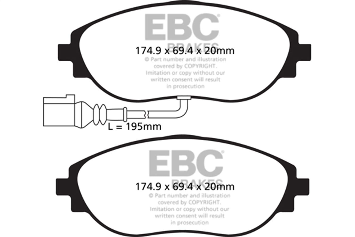 Ebc Brakes Yellowstuff 4000 Series Street Dp42127R To Fit Cupra,Skoda,Audi,Volkswagen,Seat