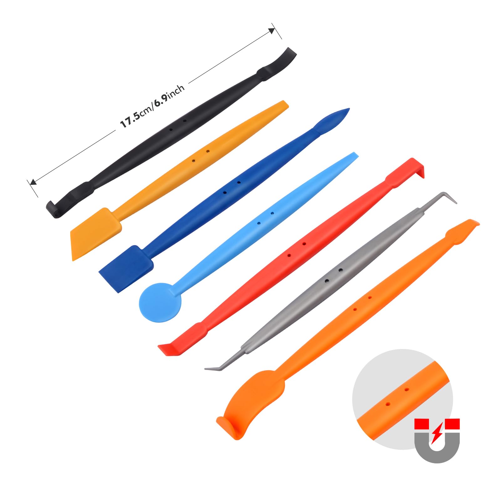Foshio Car Vinyl Wrap Tool Kit 7 In 1 Flexible Magnetic Micro Stick Squeegee Curves Slot Tint Tool Kit With 14 Working Angles Fi