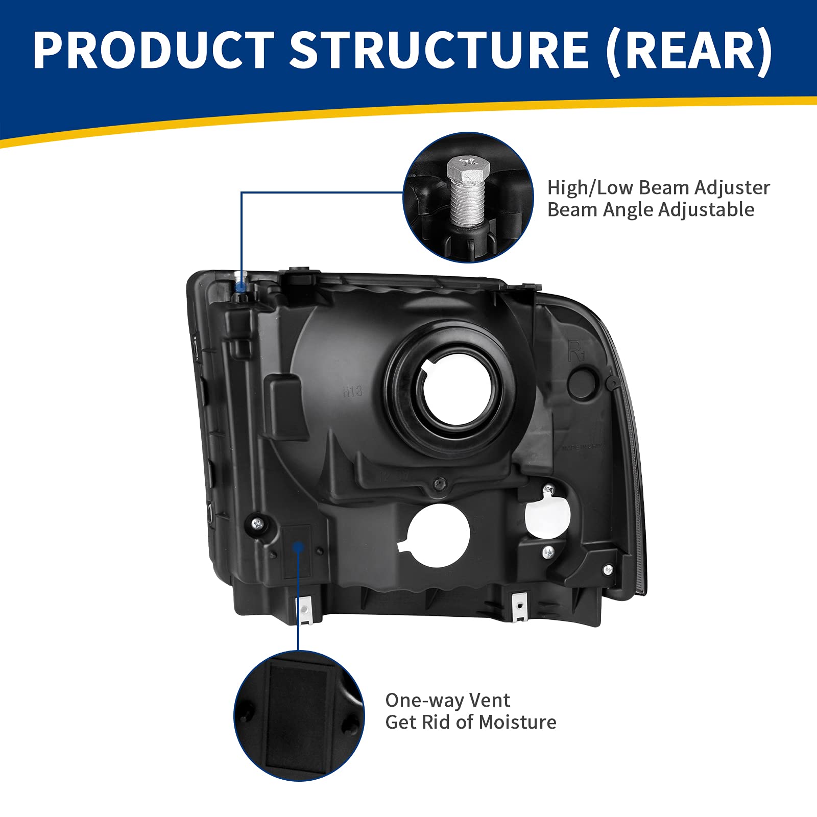 Autosaver88 Headlight Assembly Compatible With 05 06 07 Ford F250 F350 F450 F550 Super Duty/05 Ford Excursion Headlight Assembly