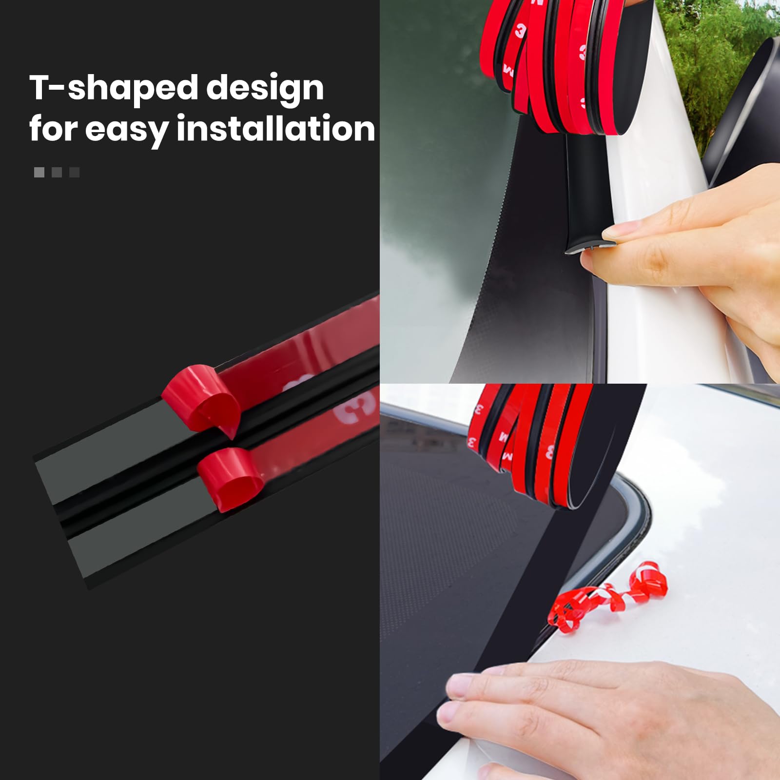 2Pcs Windshield Rubber Seal Car Weather Stripping Trim T Shape Sealing Strip For Car Front Rear Windshield (32.8 Feet)