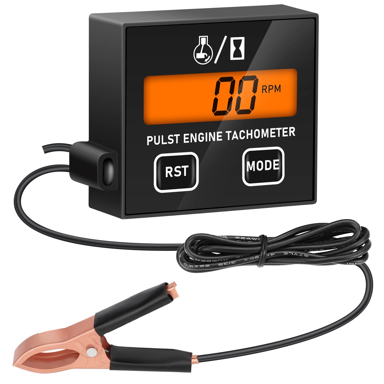 Linkstyle Small Engine Tachometer, Backlight Digital Tachometer Tach Gauge Meter with Clip, Inductive Hour RPM Meter for 2 Strok