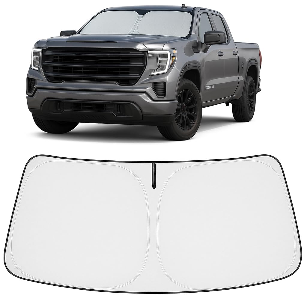 Proadsy 2025 Upgrade Front Windshield Sun Shade Foldable Sunshade Protector Custom Fit 2019-2024 2025 Gmc Sierra 1500 2500 3500 Slt, At4, Denali Pickup Accessories