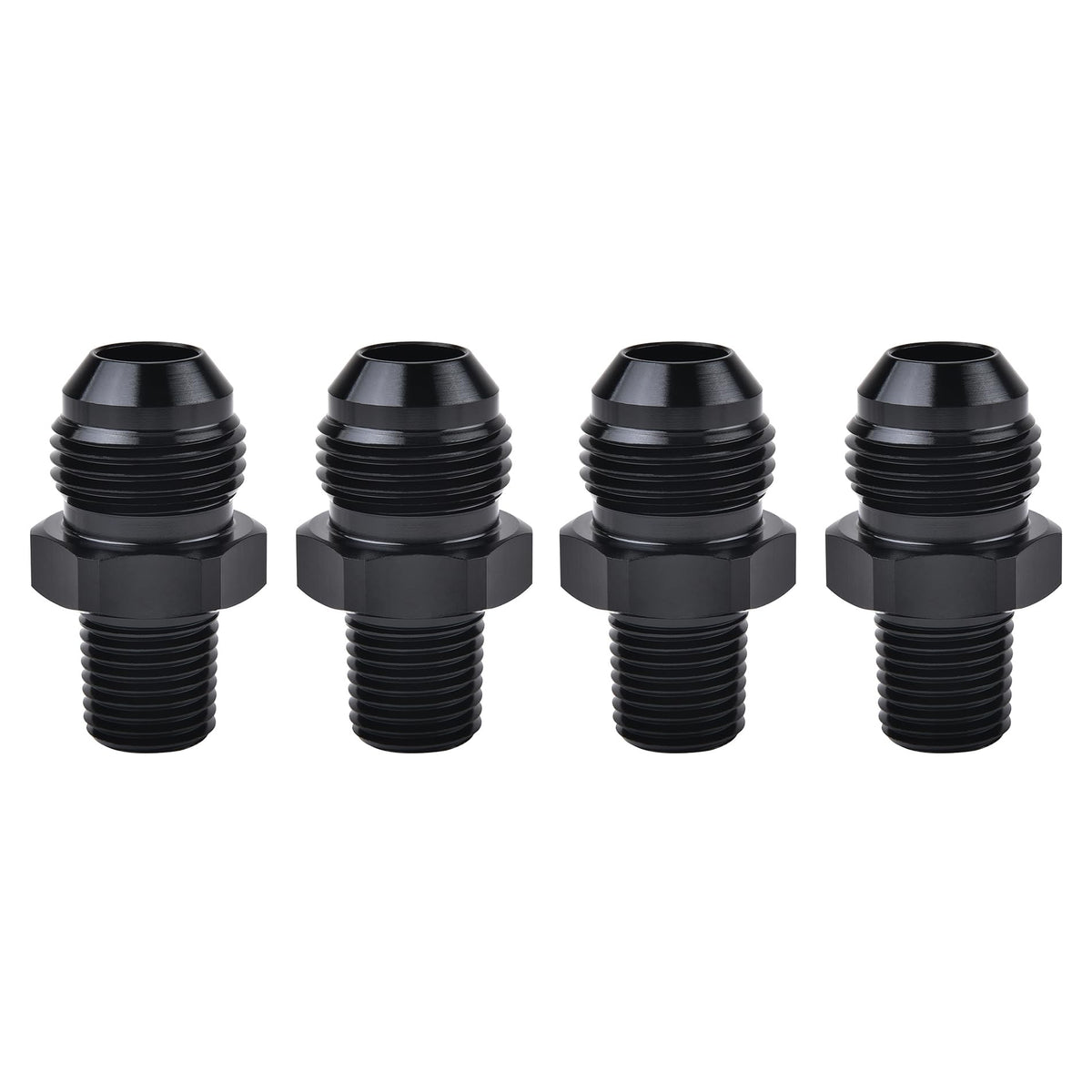 EVIL ENERGY 8AN Male Flare to 1/4'' NPT Pipe Fitting Adapter Aluminum Straight Black 4PCS