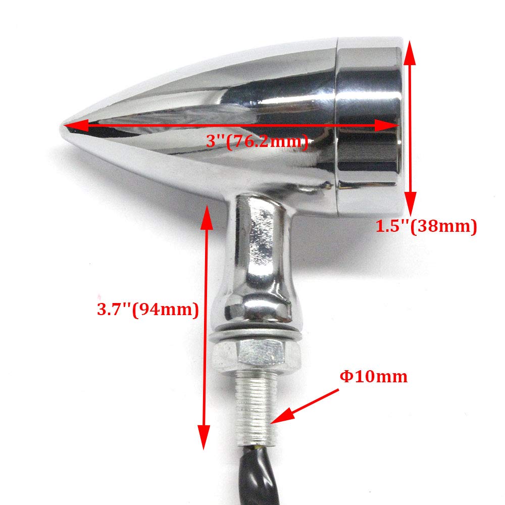 Miss Moly Chrome Motorcycle Led Turn Signals Amber Light Brake Running Tail Light Bullet