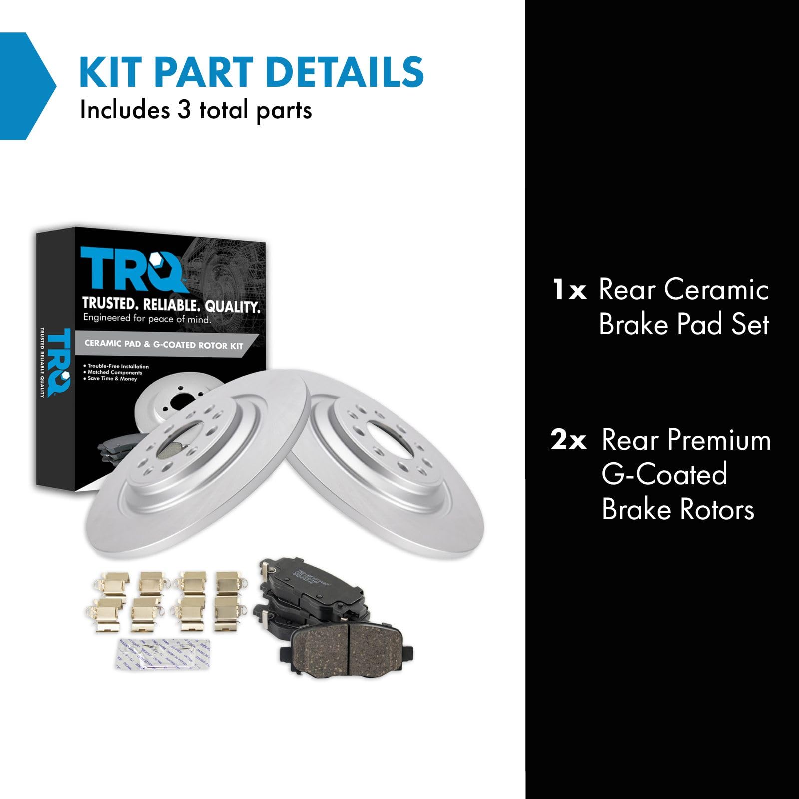 Trq Rear Brake Pad & Rotor Kit Brake Pads Brake Rotor Ceramic Premium G-Coated Compatible With 2014-2021 Jeep Cherokee