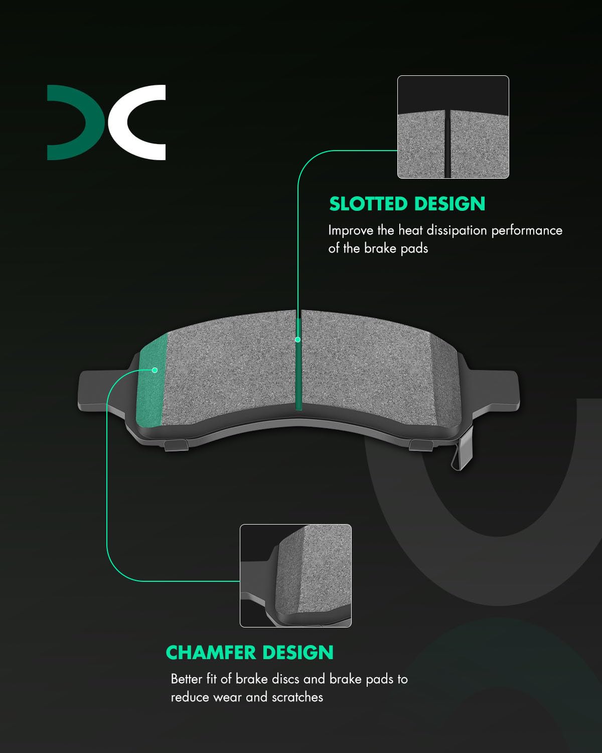 SCITOO D1169 D883 Front Semi-Metal Rear Ceramic Brake Pads Sets Fit For Buick Enclave 2008-2017,For Chevrolet Traverse 2009-2017