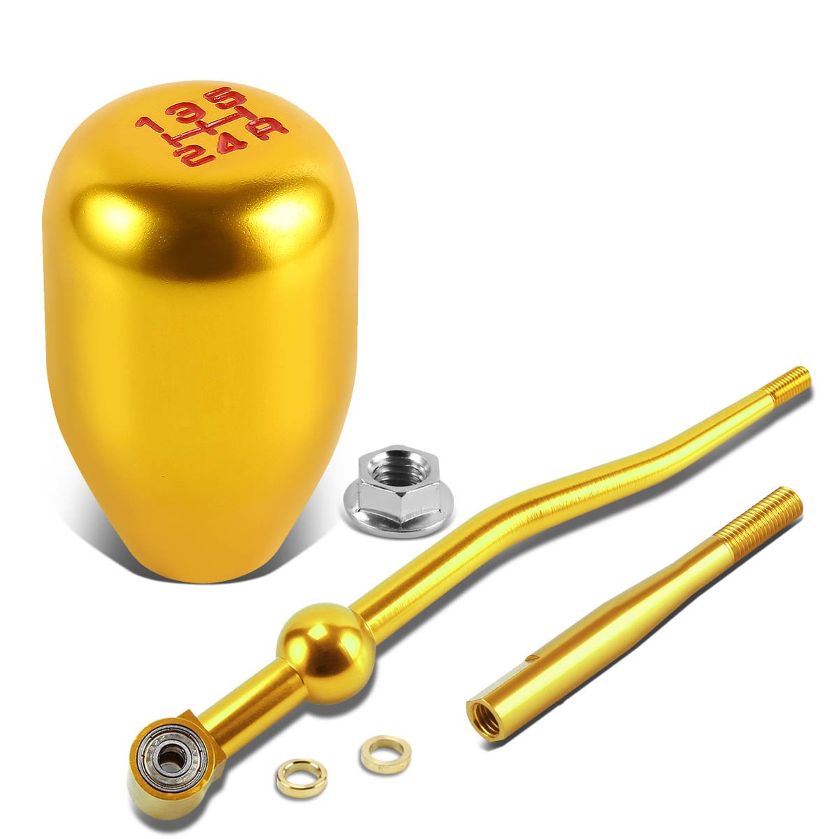 Auto Dynasty Compatible with Civic/Del Sol/CRX/Integra Double Bend Short Throw Shifter+5-Speed Gear Knob+3.5&quot; Extension Kit (Gold)