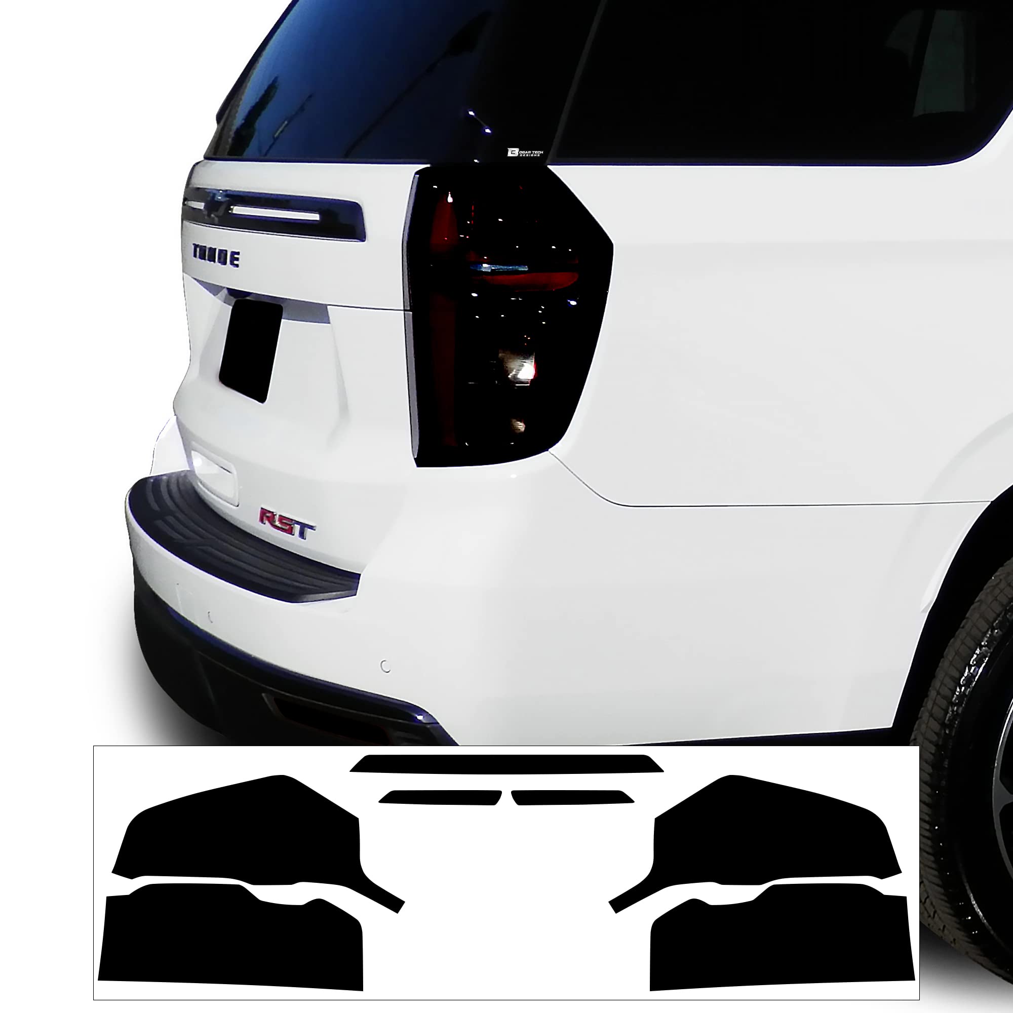 BOGAR TECH DESIGNS Rear Taillight Tail Light Tint Kit PPF Compatible with Chevrolet Tahoe Suburban 2021-2024, Dark Smoke