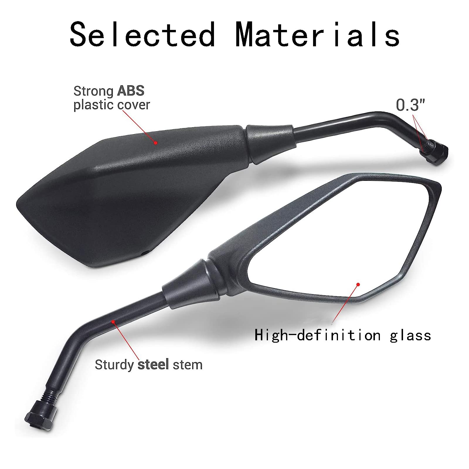 MAMIKO Universal Motorcycle Rear View Mirrors for 7/8 '' Handlebar Mount Compatible with Motorcycle Scooter Moped Polaris Sports