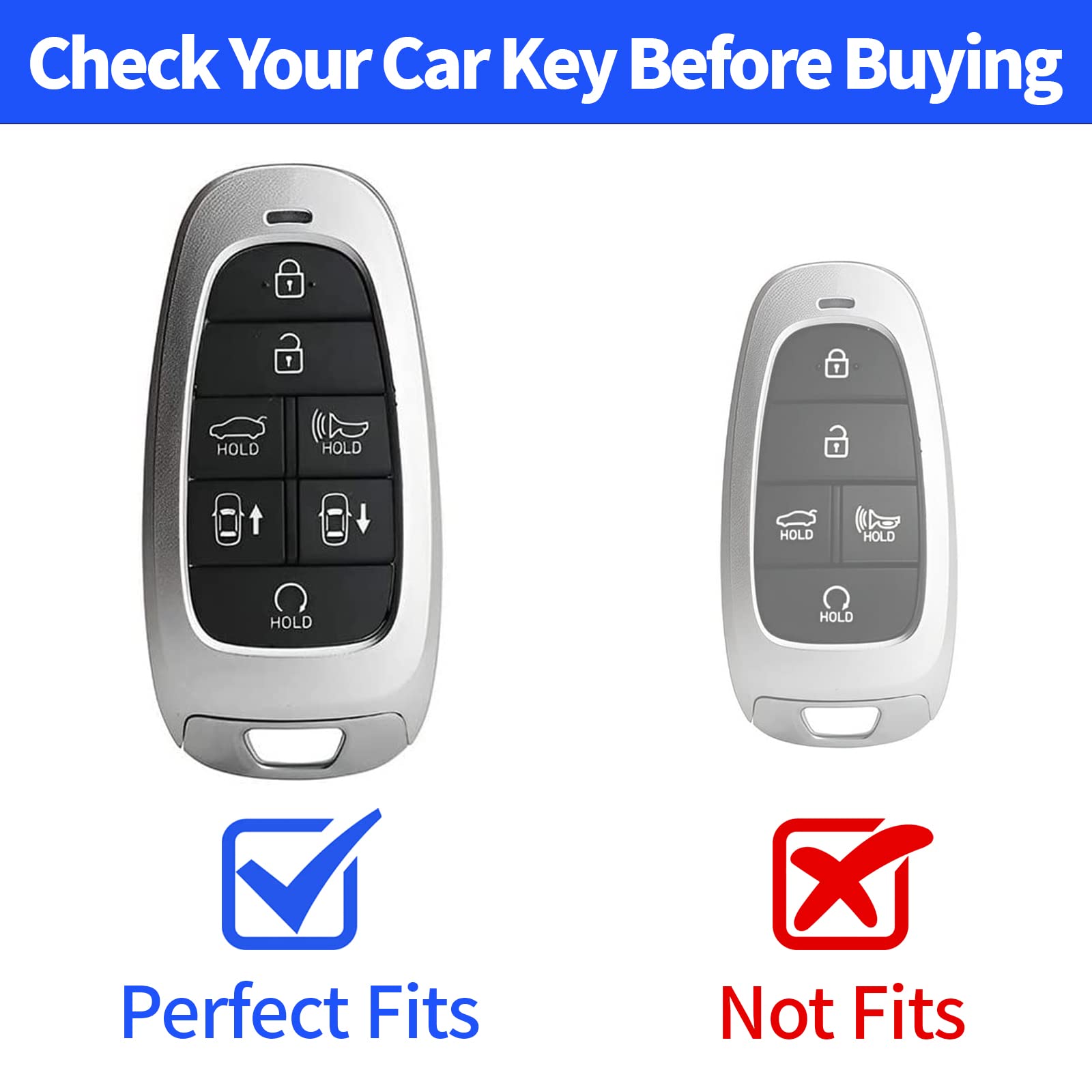 Kespevn For Hyundai Key Fob Cover 7 Button With Leather Keychain Soft Tpu 360 Degree Protection Car Key Case Shell Holder Fits F