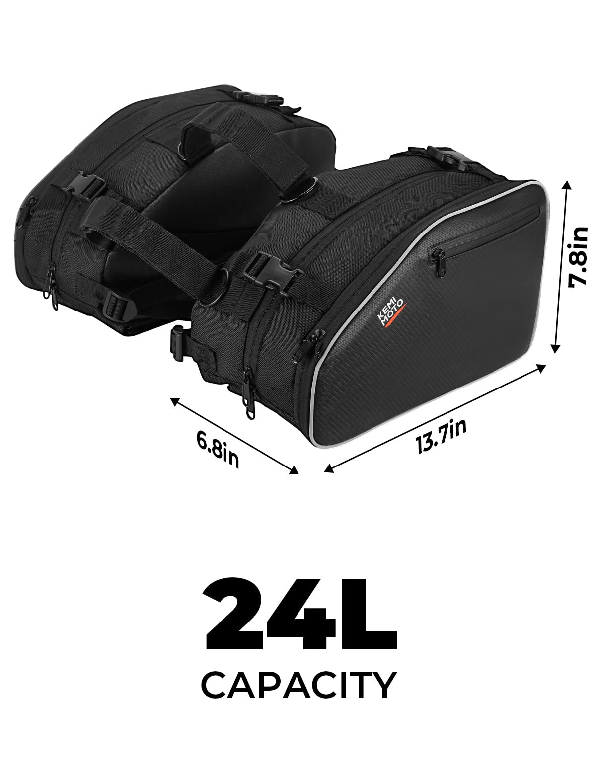 KEMIMOTO Motorcycle Saddlebags, 24L Large Capacity Storage Saddlebags with Rain Covers for Motorcycle Dirt Bike Dual Sport Motor