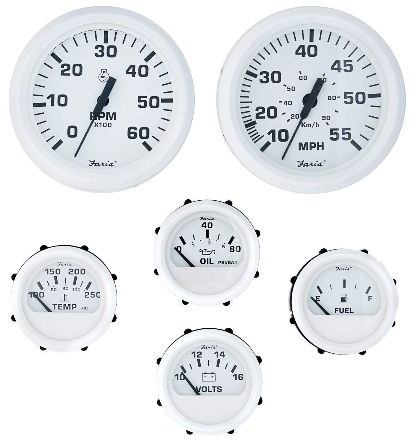 Faria KT9797 Inboard Dress White 6-Gauge Boxed Set - Aluminum, One Size