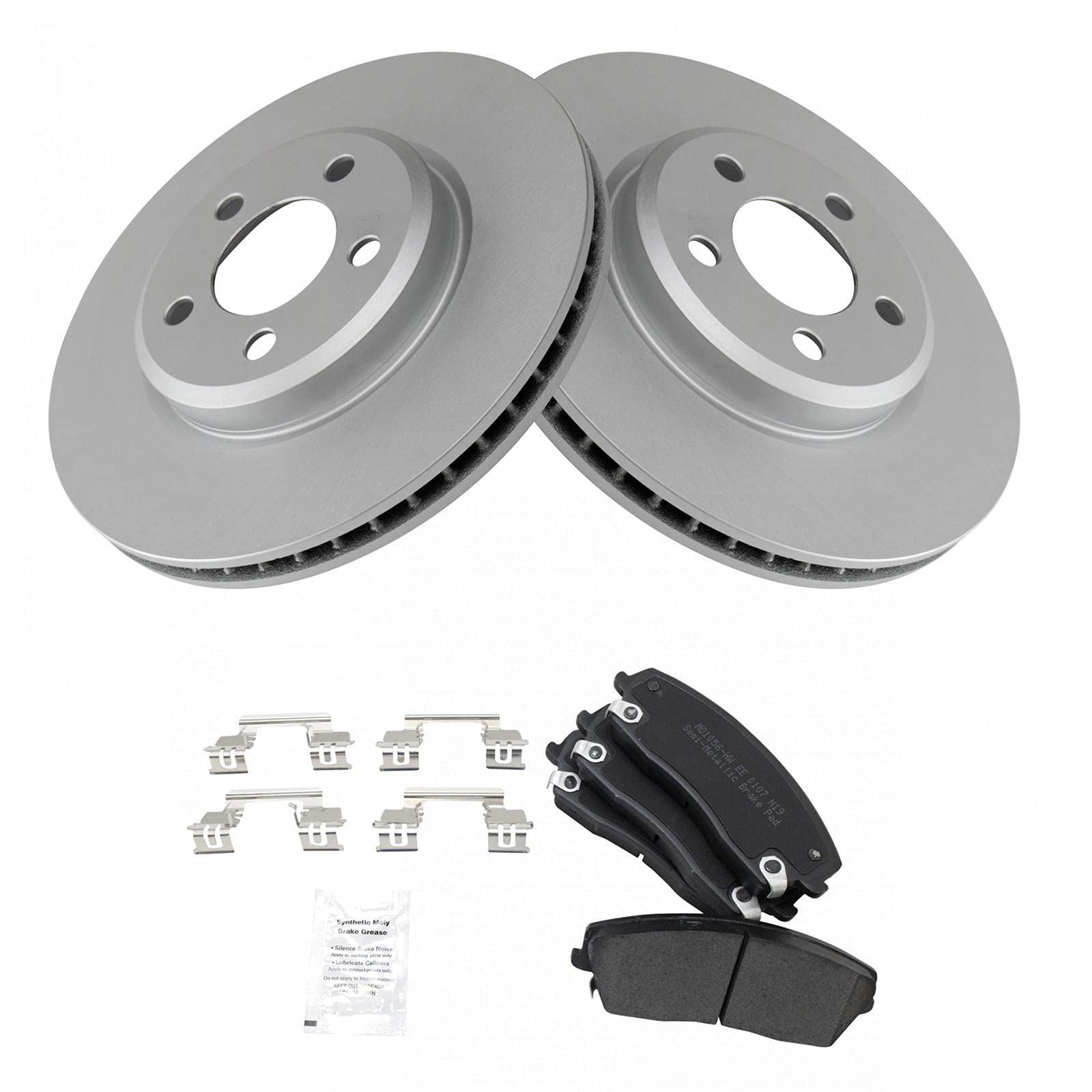 Trq Front Brake Pad & Rotor Kit Brake Pads Brake Rotor Semi-Metallic Vented Premium G-Coated Compatible With 2005-2020 Chrysler