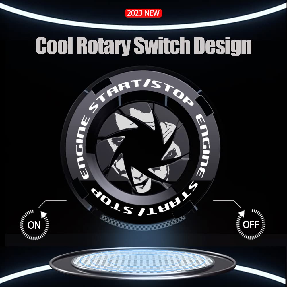 Tybasthe Rotary Push Start Button Cover, Joker Car Accessories Engine Start Stop Button Cover, Car Stickers Interior Decor, Moto