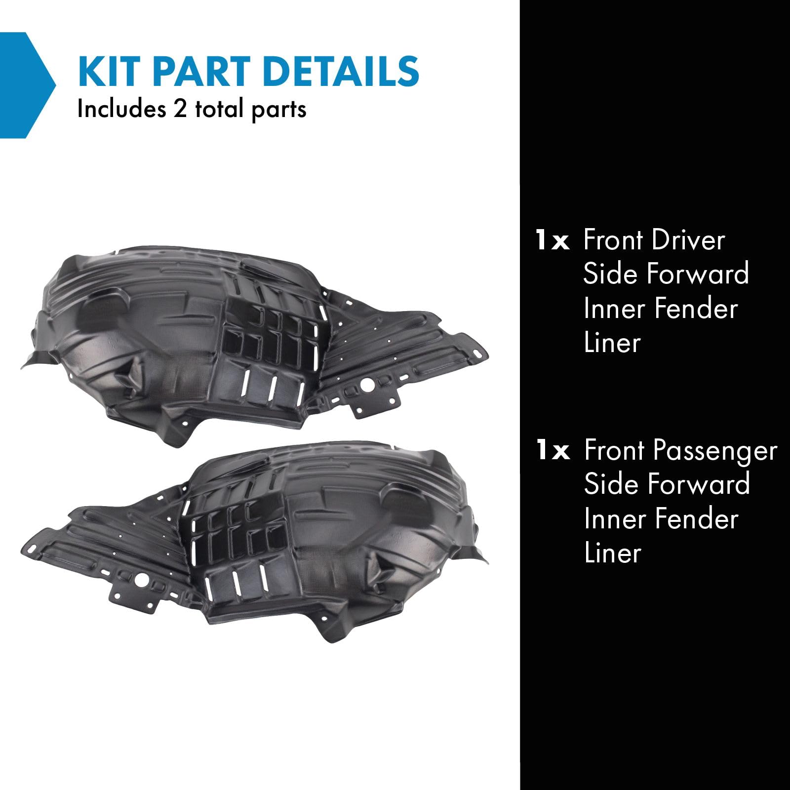 Trq Front Inner Fender Liner Set Compatible With 2006-2009 Nissan 350Z Ni1250133 Ni1251133