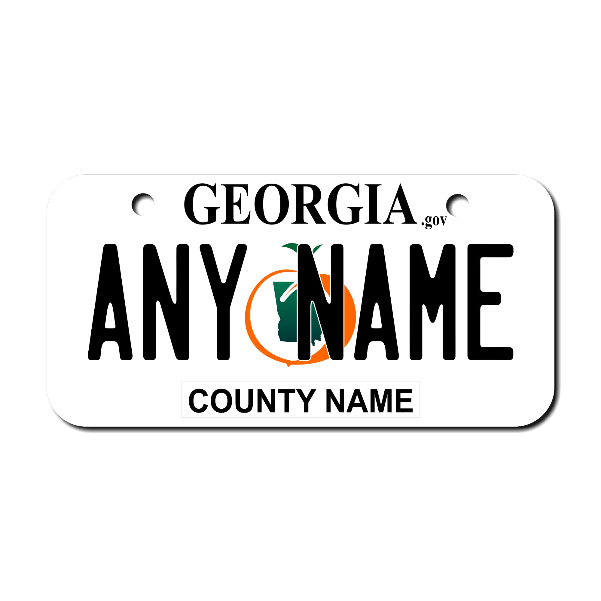 Teamlogo Personalized Georgia License Plate - Sizes For Kid 'S Bikes, Cars, Trucks, Cart, Key Rings Version 2 (3 X 6 Aluminum Li