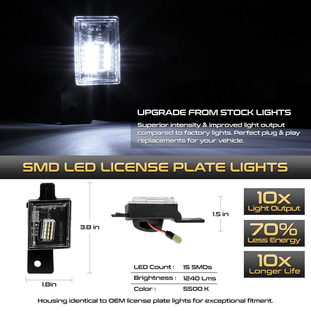 Vipmotoz Full Led License Plate Lights For 2014-2022 Chevy Colorado Silverado Gmc Canyon Sierra 1500 2500Hd 3500Hd Pickup Truck,