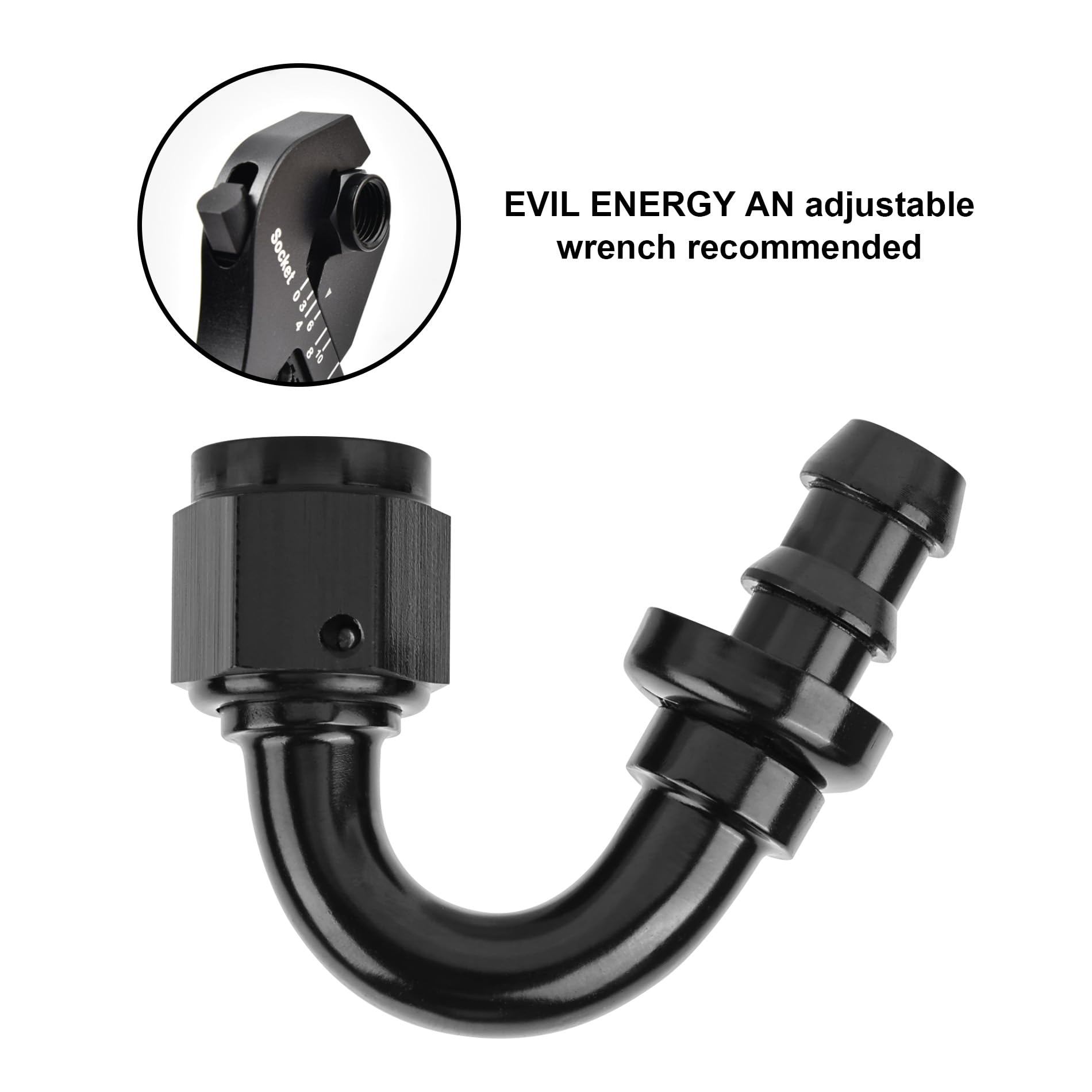 Evil Energy 4An 150 Degree Push Lock Hose Fitting End Black