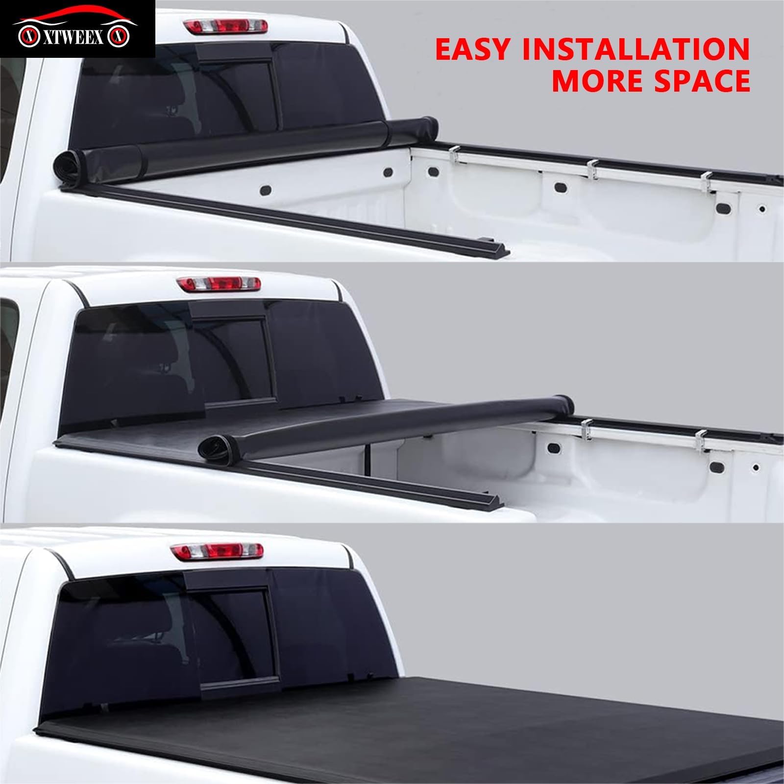 XTWEEX Soft Roll Up Truck Bed Tonneau Cover Fits 2000-2006 Toyota Tundra Fleetside (Not for Stepside) 6.5 FT Bed