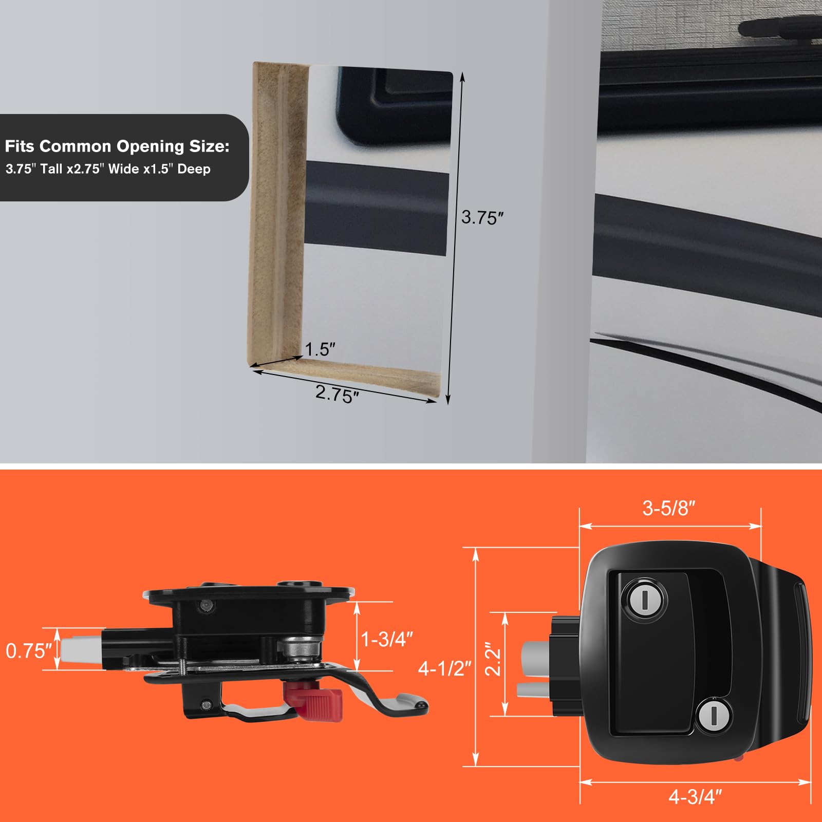 Welluck Rv Entry Door Lock With Paddle Deadbolt, 100% Metal Camper Door Latch Handle, Zinc Alloy Rv Door Lock Replacement Kit Secure For Camper Horse Travel Trailer Cargo Hauler, Black, Not Key Alike