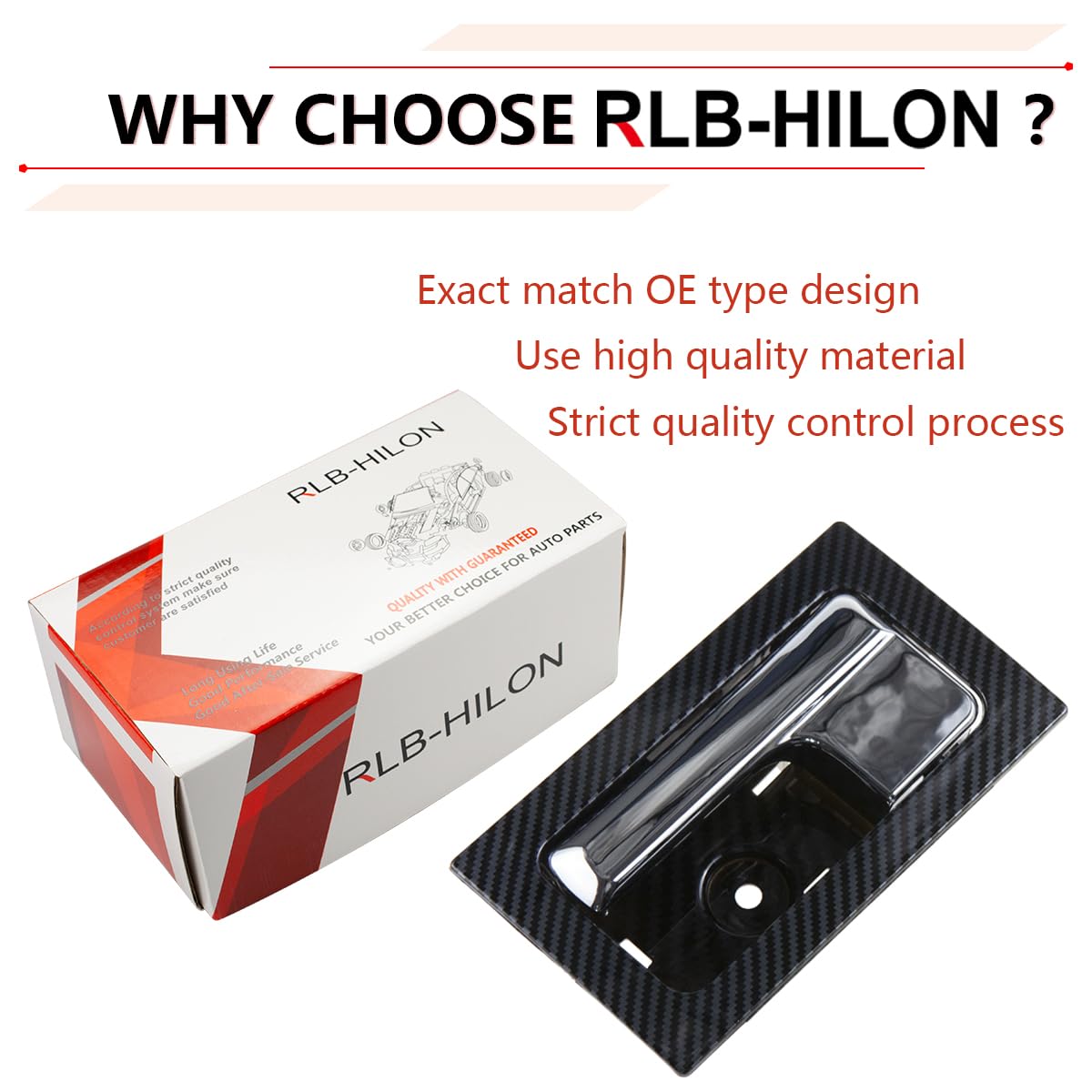 RLB-HILON Interior Door Handle Compatible with Ford F150 2009 to 2014 Year, Front or Rear Left Driver Side Door, Carbon Fiber Pa
