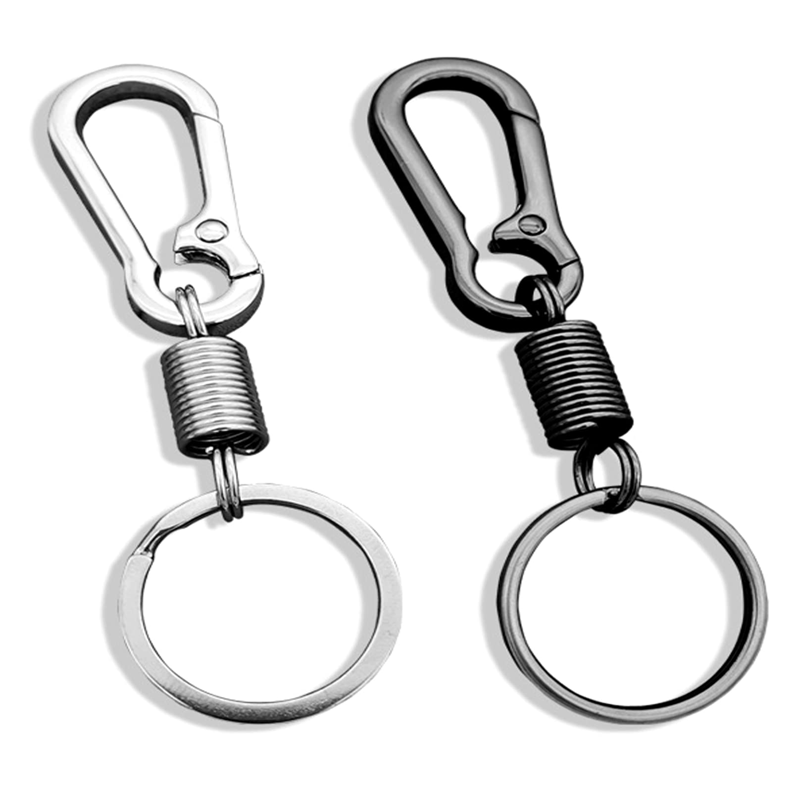 2 Pcs Zinc Keychain Clip Key Ring,Metal Carabiner Clips Keyring Keychains Chain Holder Organizer For Car And Keys Finder,Key Chains For Men Women (Pull Spring)