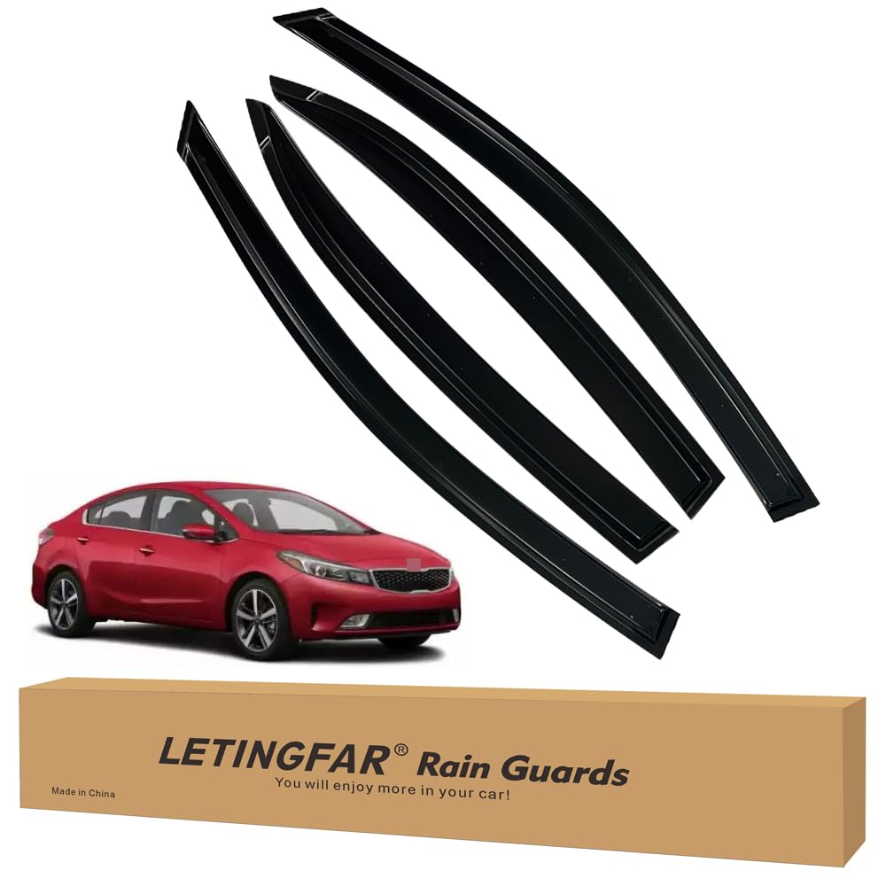 LETINGFAR Window Visors Rain Guards for Kia Stinger 2017 2018 2019 2020 2021 2022 2023 Accessories, Wind Deflectors Vent Shades 