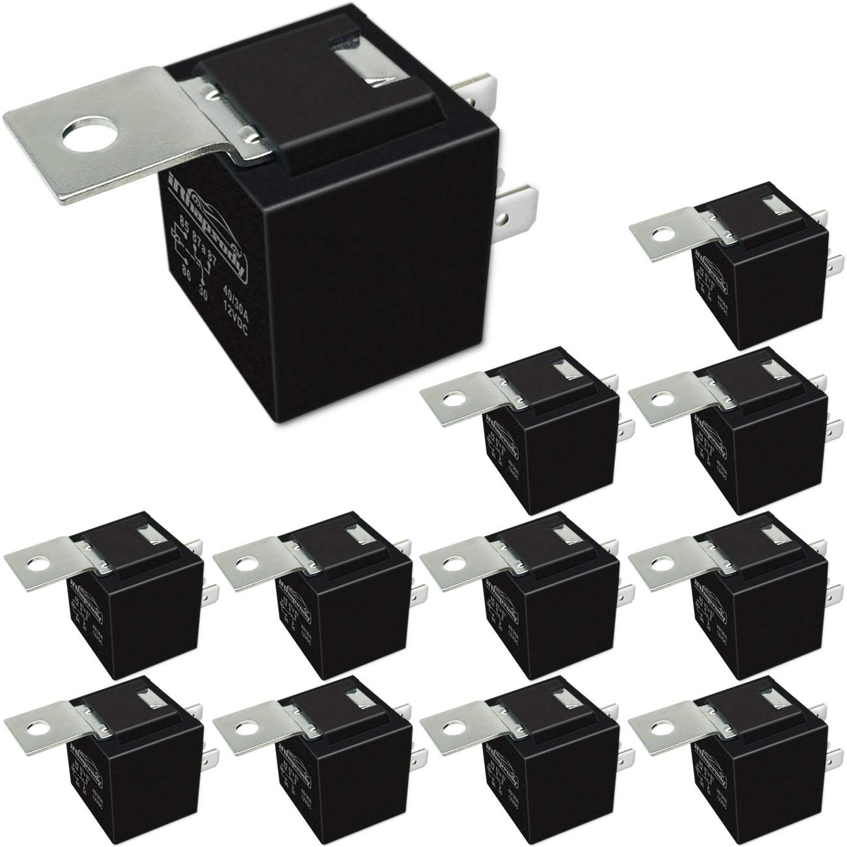 irhapsody Relay 12V, 5 Pin Relay, 40/30 AMP Automotive Relay Kit, Spdt 5 Prong 12 Pack 12-Volt Auto Relay Switch, Power Trim and