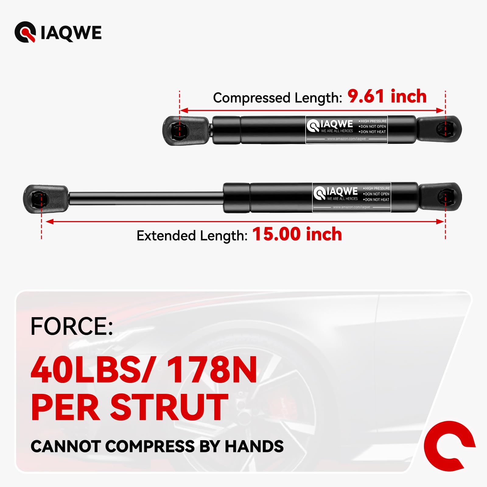 C1621702 15 Inch 40Lbs/178N Gas Struts Springs Shocks For Are Leer Snugtop Truck Camper Shell Topper Rear Window Boat Truck Cano