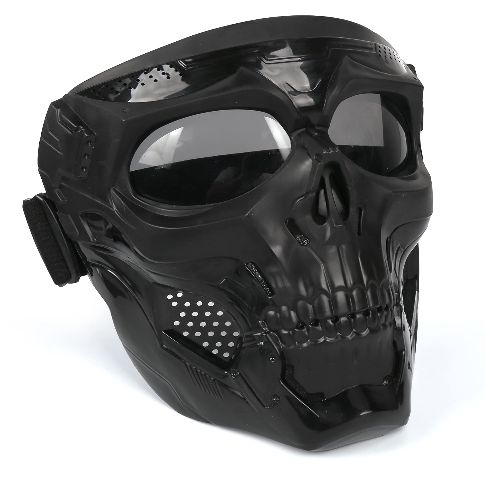 Outamateur Motorcycle Skull Goggle Mask Riding Goggles Safety Road Riding Uv Motorbike Glasses For Riding/Skiing/Snowing/Motorcycling/Halloween (Grey Lens)