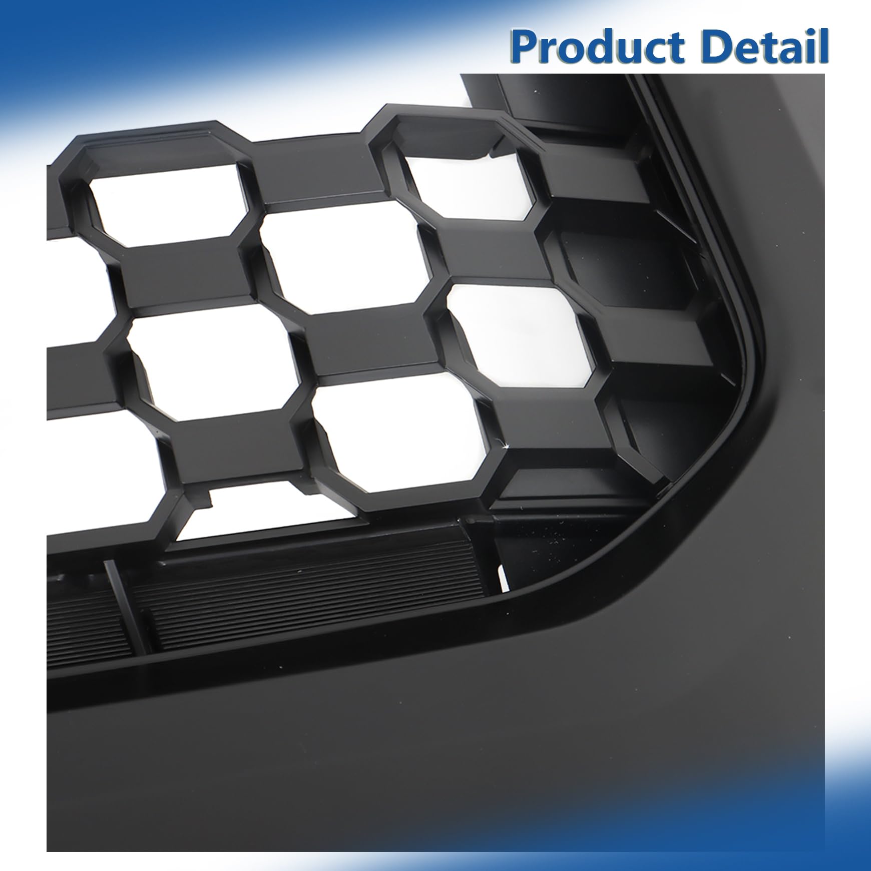 Silscvtt Front Bumper Grille Matte Black and Hood Bulge Molding Glossy Black Honeycomb Style Replacement for Toyota Tundra 2014-