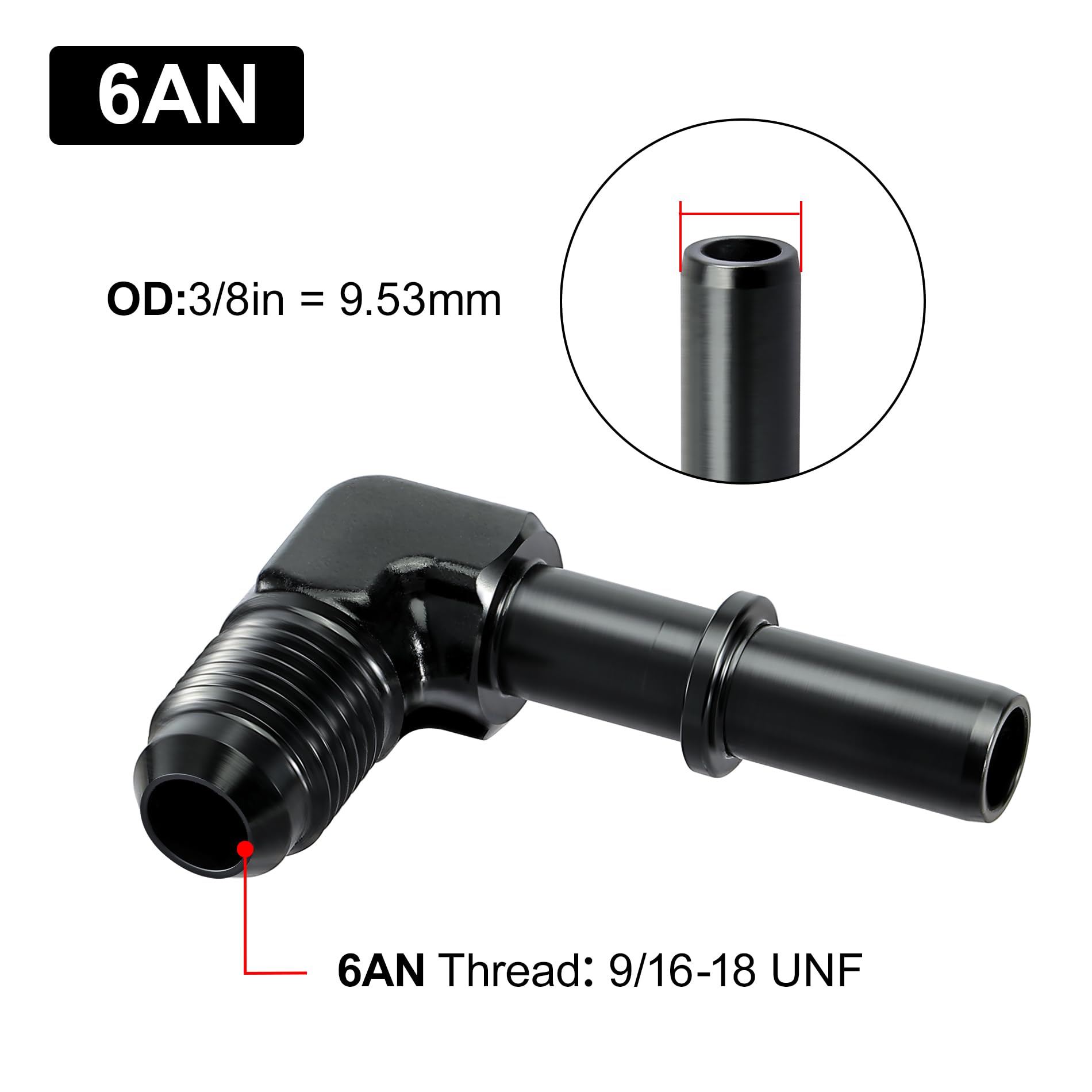 Evil Energy 6An Male To 3/8 '' Sae Quick Disconnect Male 90 Degree Push On Efi Fitting Adapter Aluminum