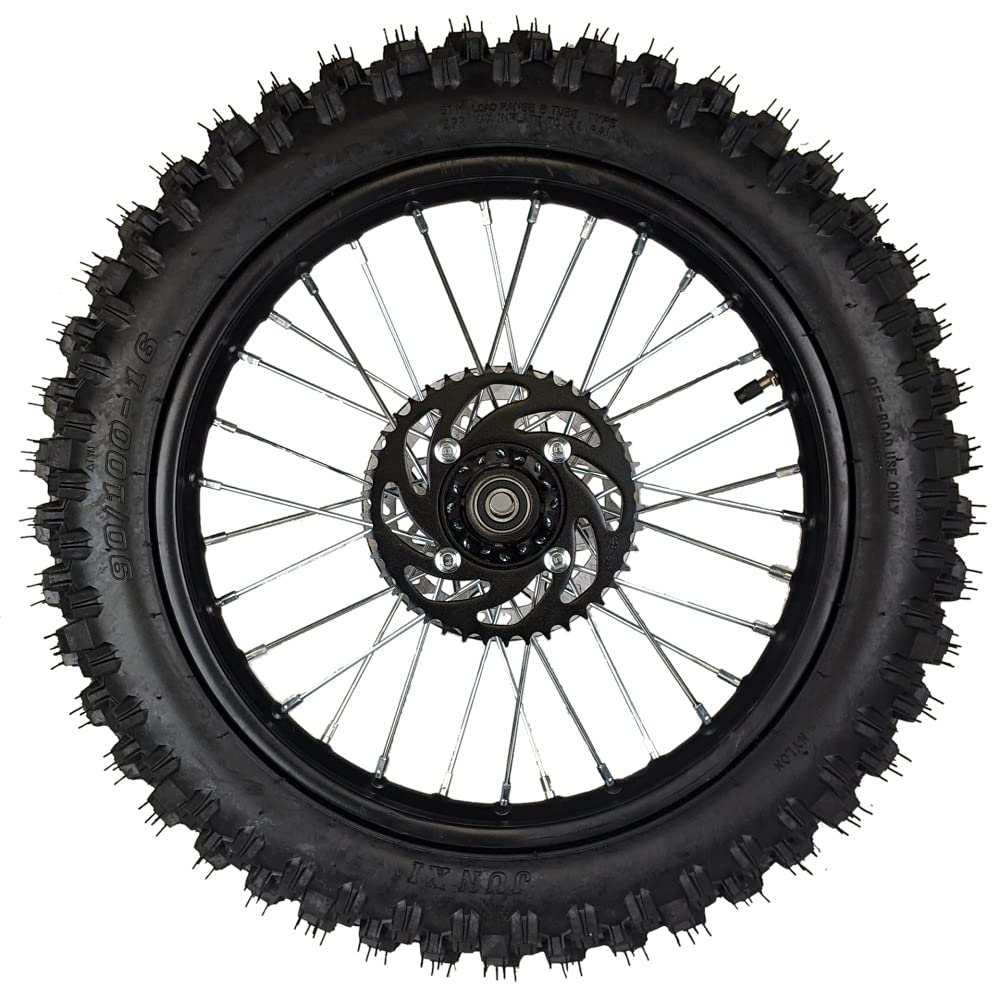 16' Rear Wheel Tire Assembly Includes Brake Rotor And 428 Sprocket For Dirt Pit Bike 90/100-16 125Cc 140Cc 150Cc Apollo Rxf 150 Ssr Xr Crf Taotao (16 Inch)