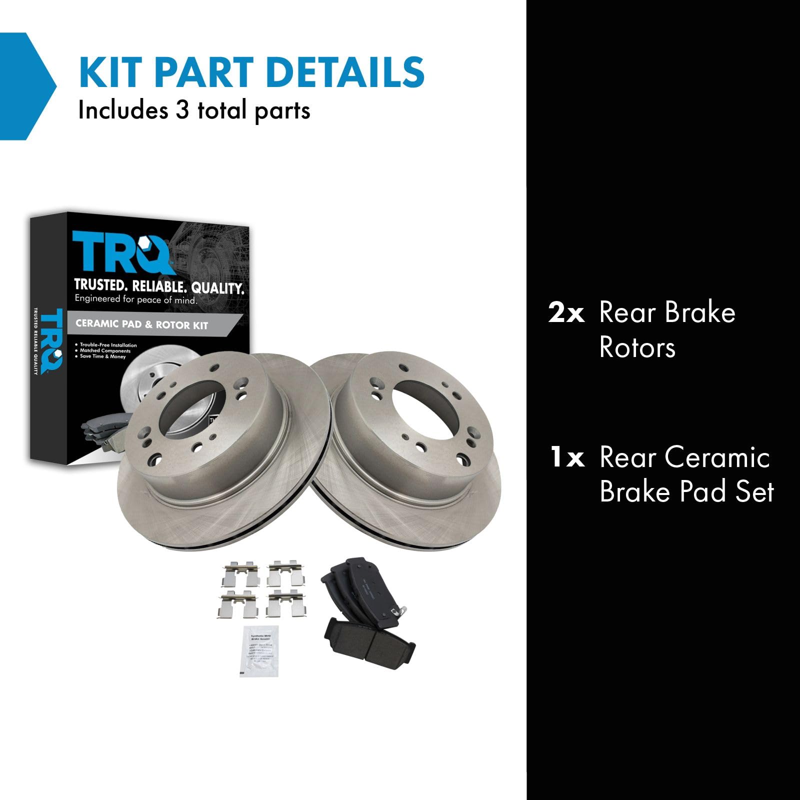 Trq Rear Brake Pad & Rotor Kit Brake Pads Brake Rotor Ceramic Compatible With 2007-2009 Kia Sorento