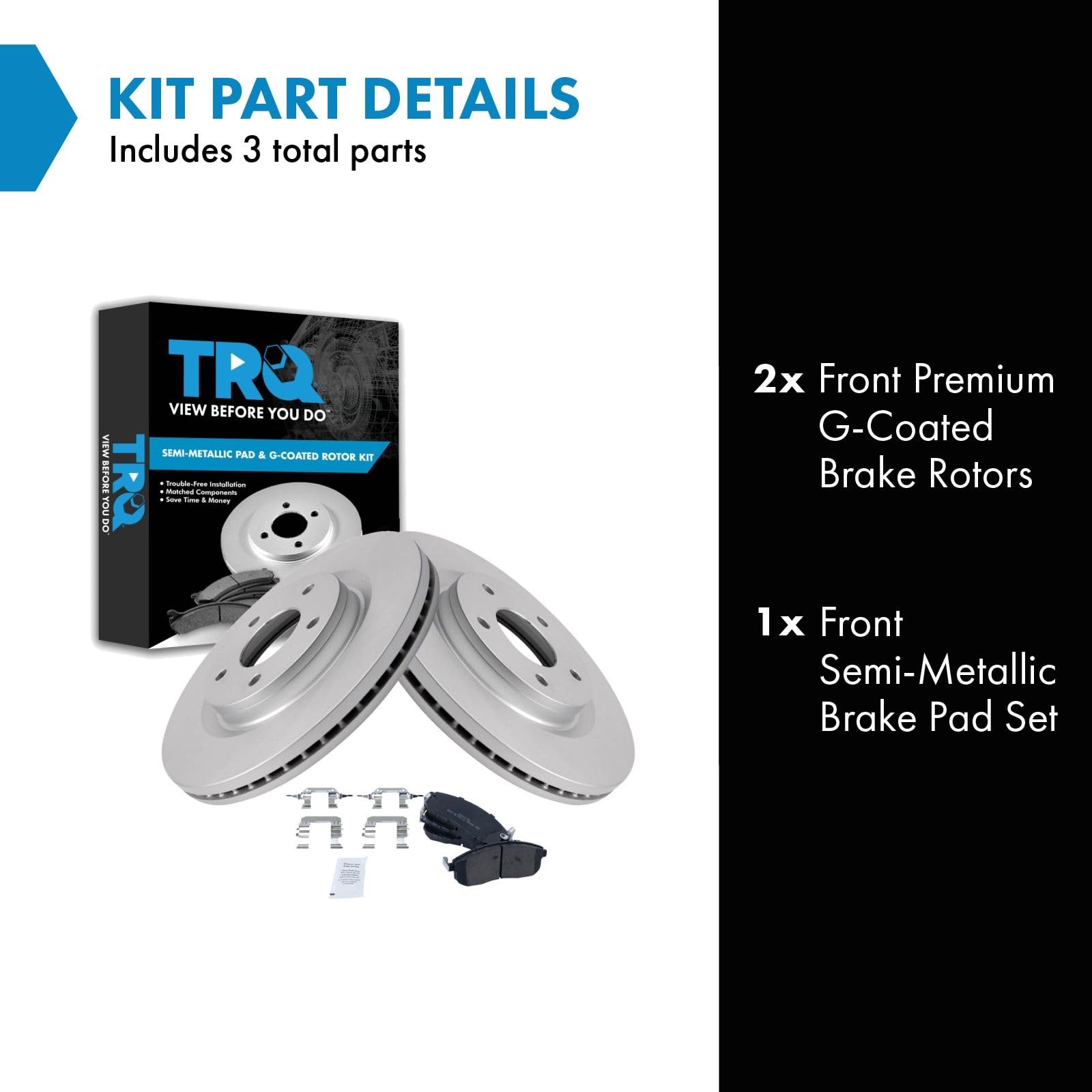 Trq Front Brake Pad & Rotor Kit Brake Pads Brake Rotor Semi-Metallic Premium G-Coated Compatible With 2011-2017 Nissan Juke 2017