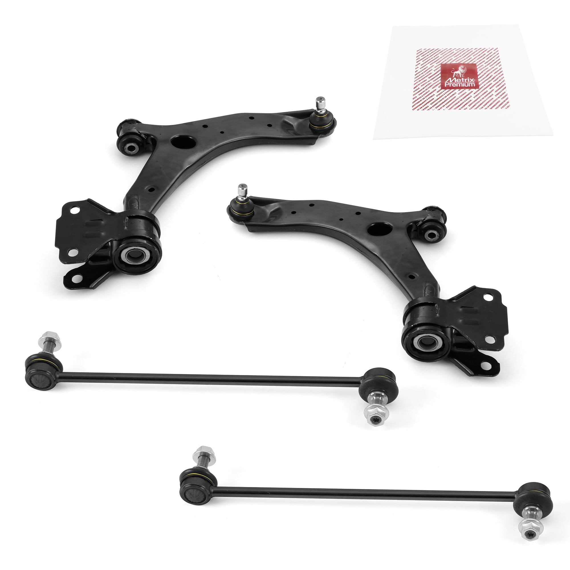 Metrix Premium Chassis Parts - 4 Pc Front Lower Control Arm & Front Sway Bar Stabilizer End Link Kit Fits 10-13 Mazda 3, 10-13 3