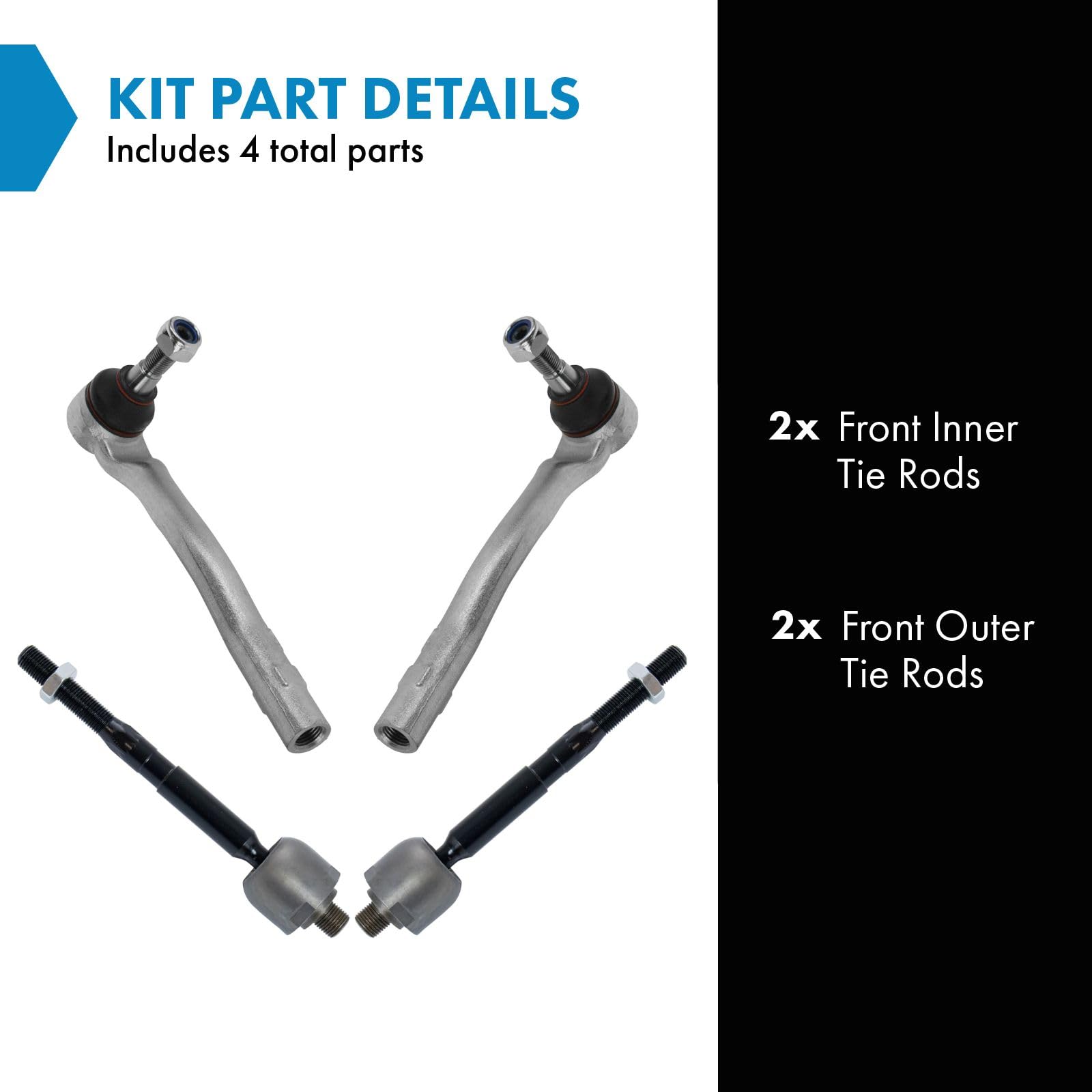 Trq Front Tie Rod Set Compatible With 2007-2009 Mercedes-Benz Gl320 2010-2012 Gl350 2007-2012 Gl450 2008-2012 Gl550 Ml320 2006-2