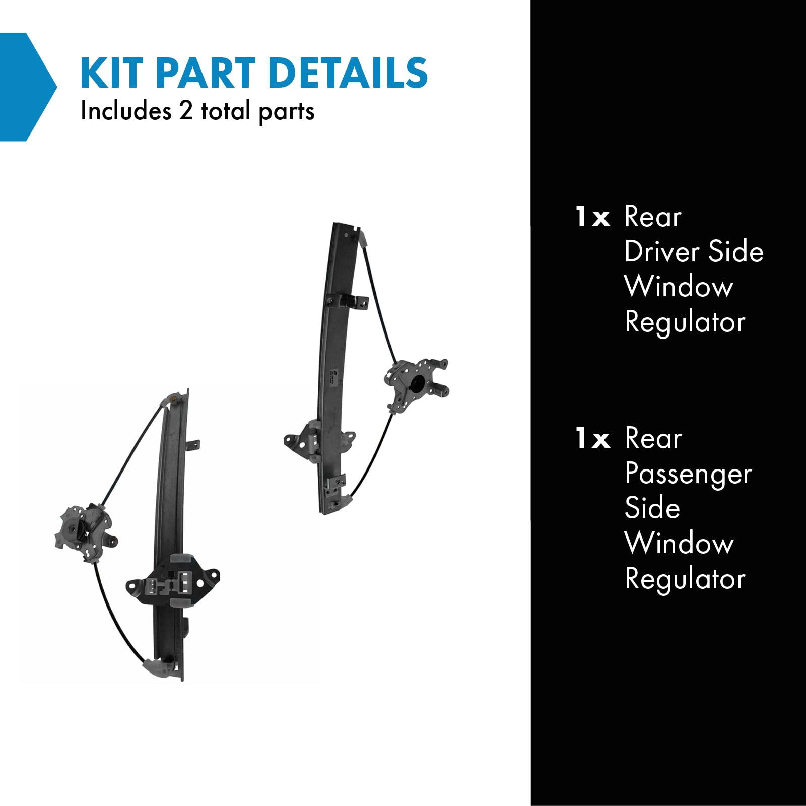 Trq Rear Power Window Regulator Set Compatible With 2002-2007 Mitsubishi Lancer