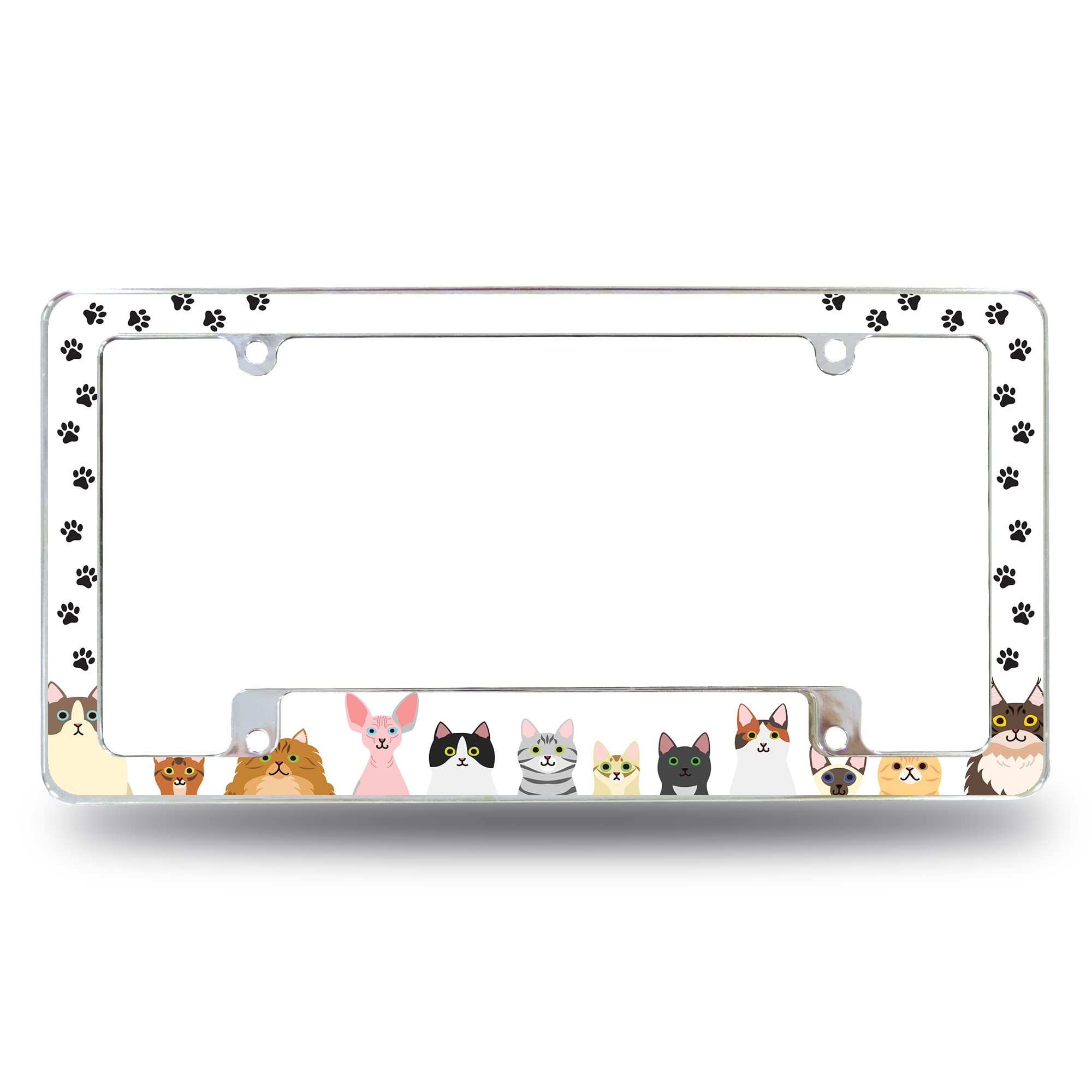 Rico Industries Cat Pattern All Over Automotive License Plate Frame for Car/Truck/SUV (12 x 6)