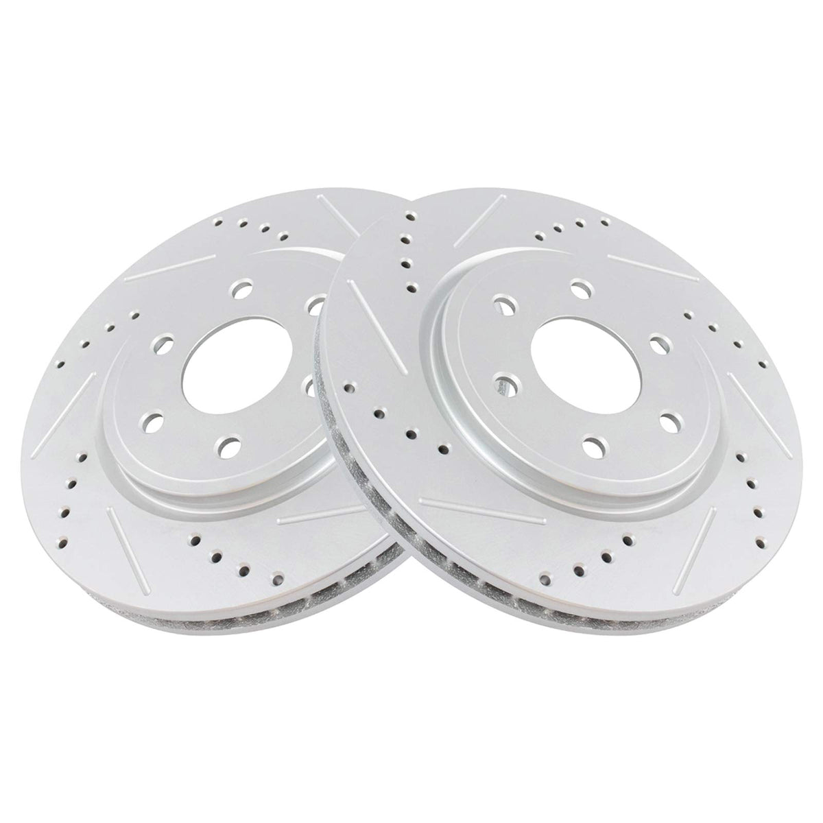 Trq Front Performance Brake Rotors Set Premium G-Coated Cross Drilled & Slotted Compatible With 2005-2022 Nissan Frontier 2005-2