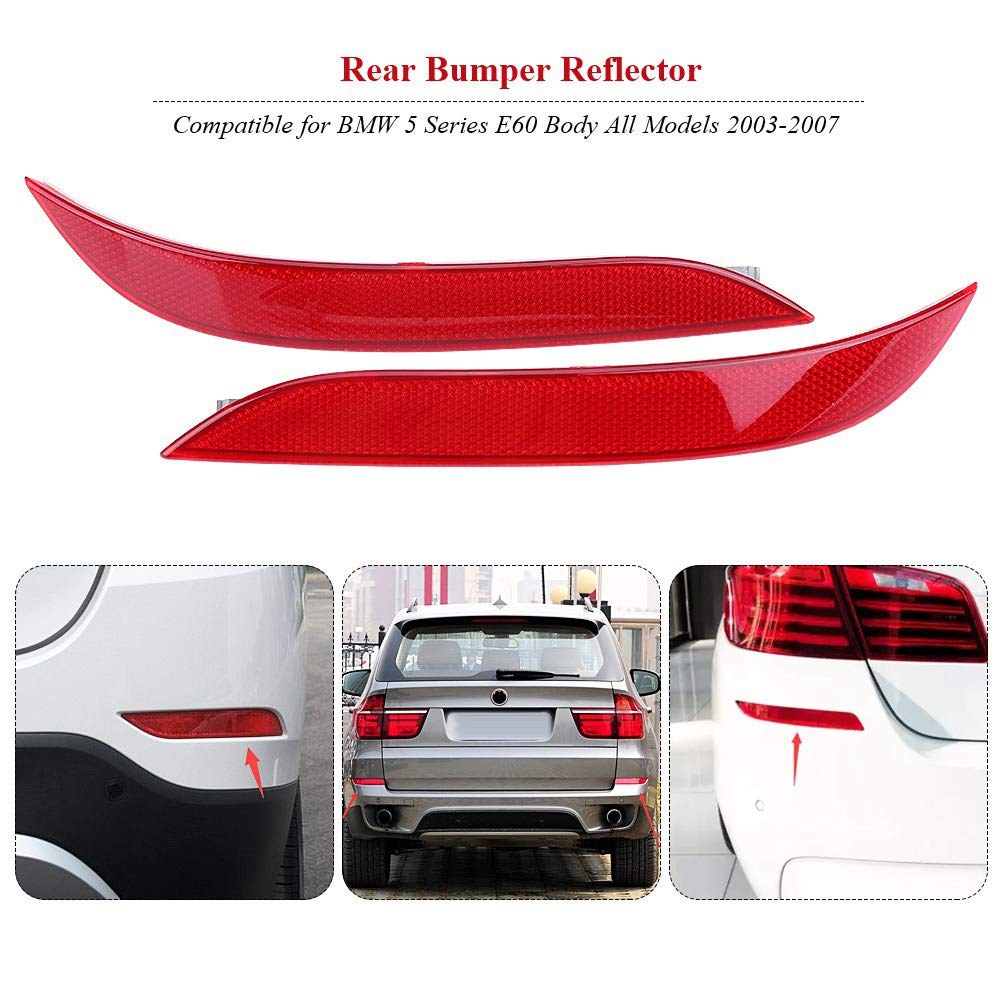 Rear Bumper Reflector, 1 Pair Left/Right Side Driver/Passenger Side Car Rear Bumper Reflector Lenses, 63146915039 63146915040 Fi