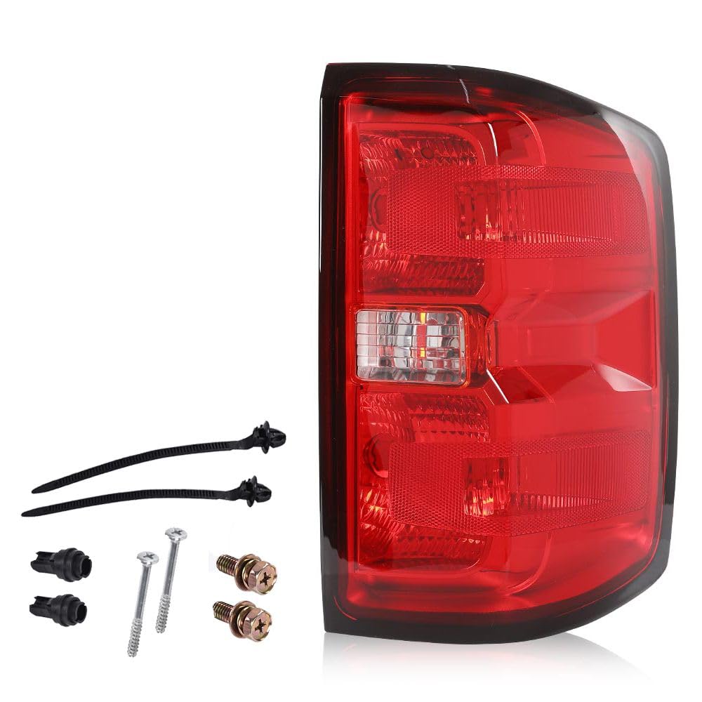 Pit66 Tail Lights Assembly W/O Bulbs, Compatible With 2014-2019 Chevy Silverado/2015-2019 Gmc Sierra Tail Lamp Passenger Side Red Lens