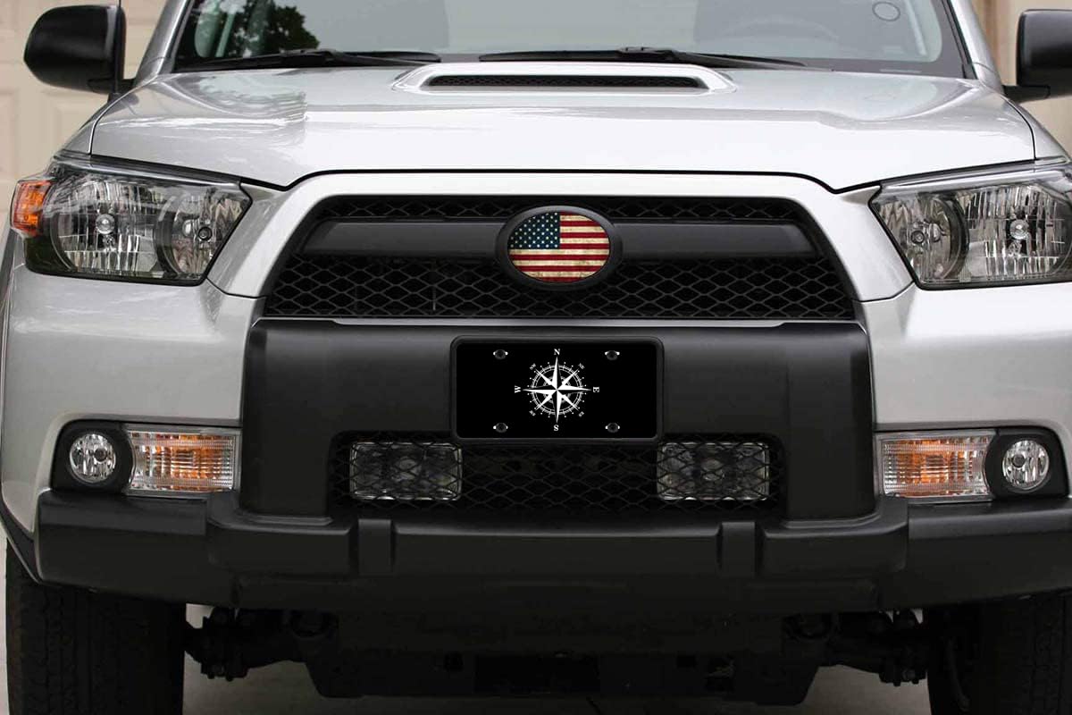 Boarlida Compass Symbol Black And White Stainless Steel License Plate Adventure Compass Aluminum Car License Plate Covers For Me