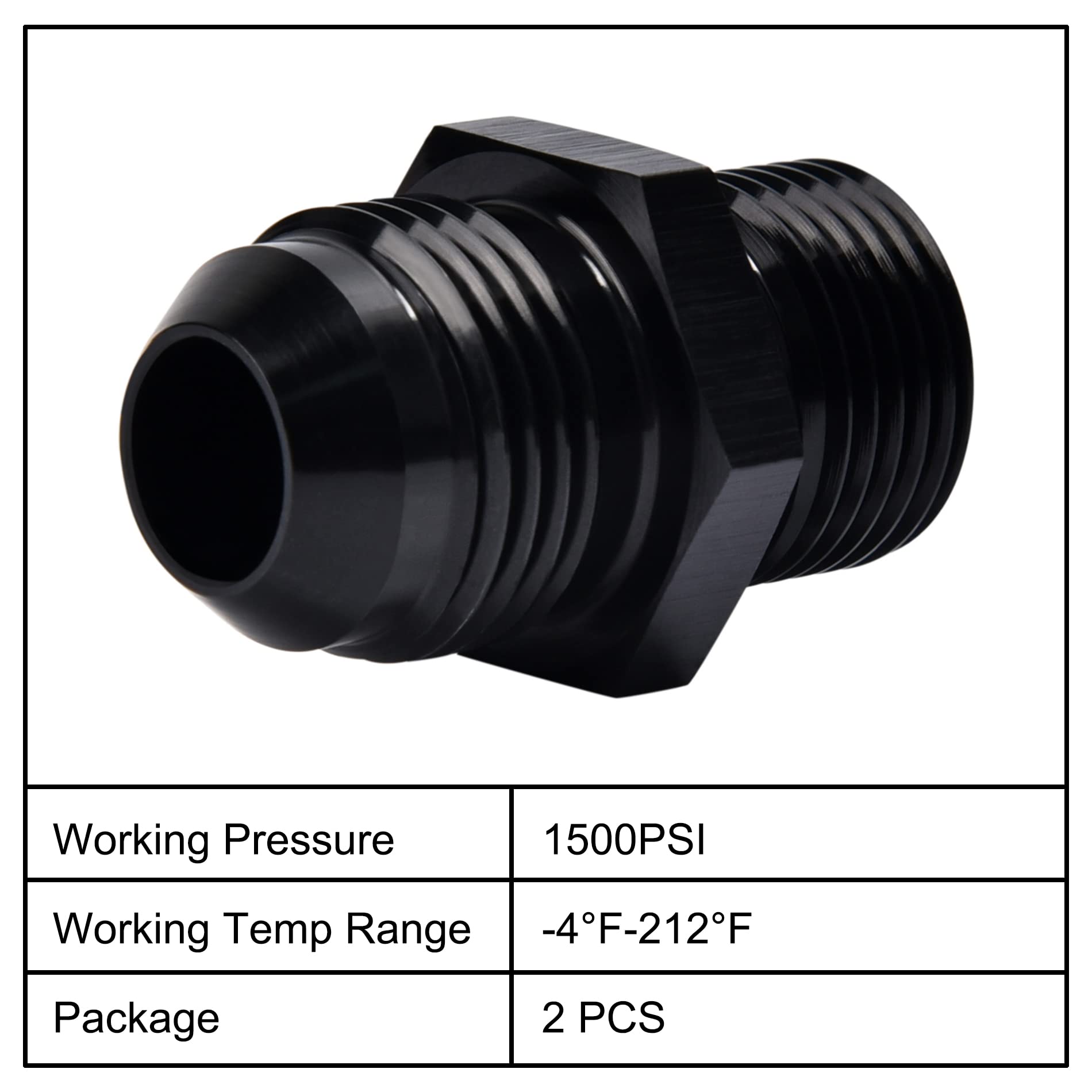 Evil Energy 8An Male Flare To M18 X 1.5Mm Male Metric Fitting Adapter Aluminium Alloy 2Pcs