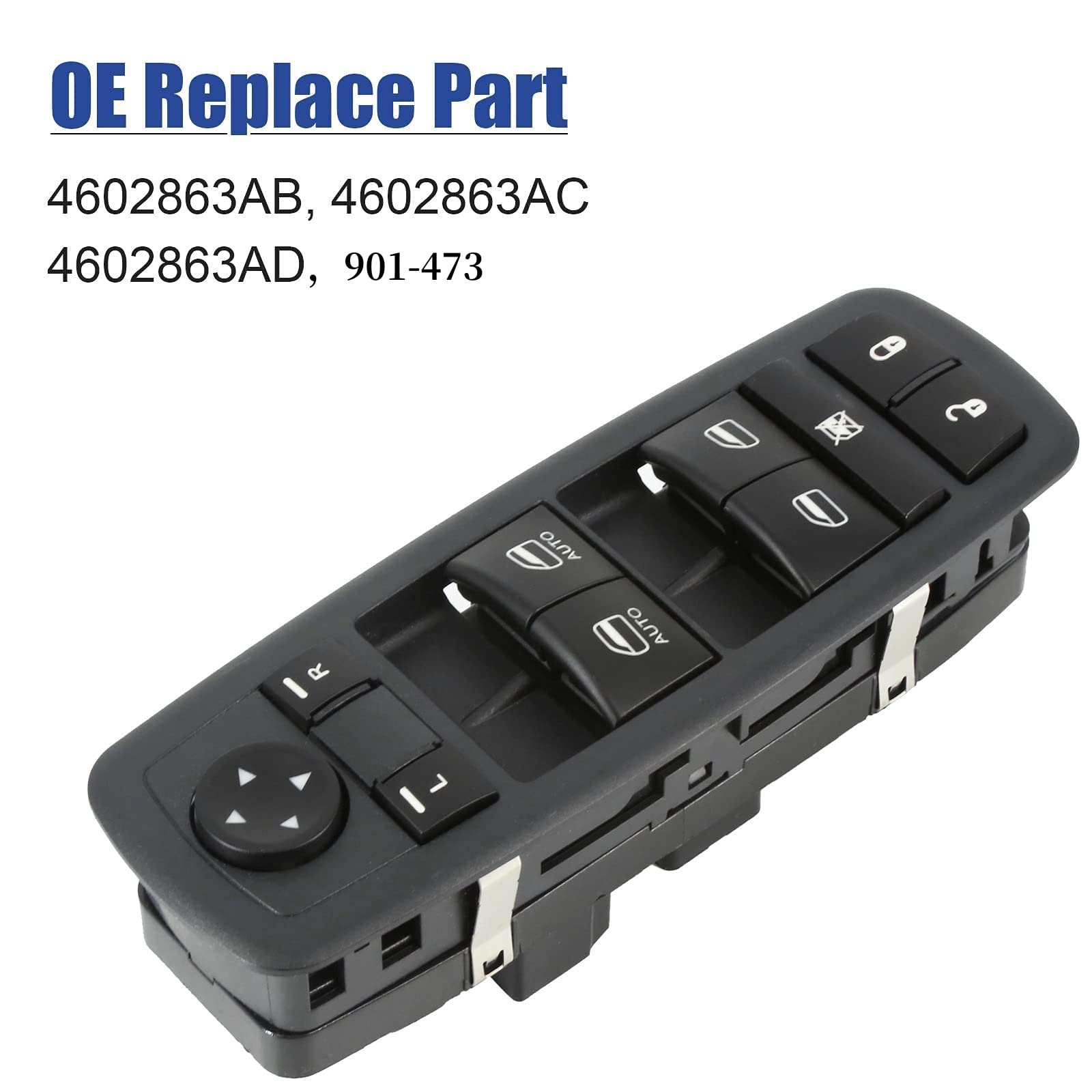 Driver Side Power Master Control Window Switch Replacement For 2009-2012 Dodge Ram 1500 2500 3500, Oe Replace 4602863Ad 4602863A