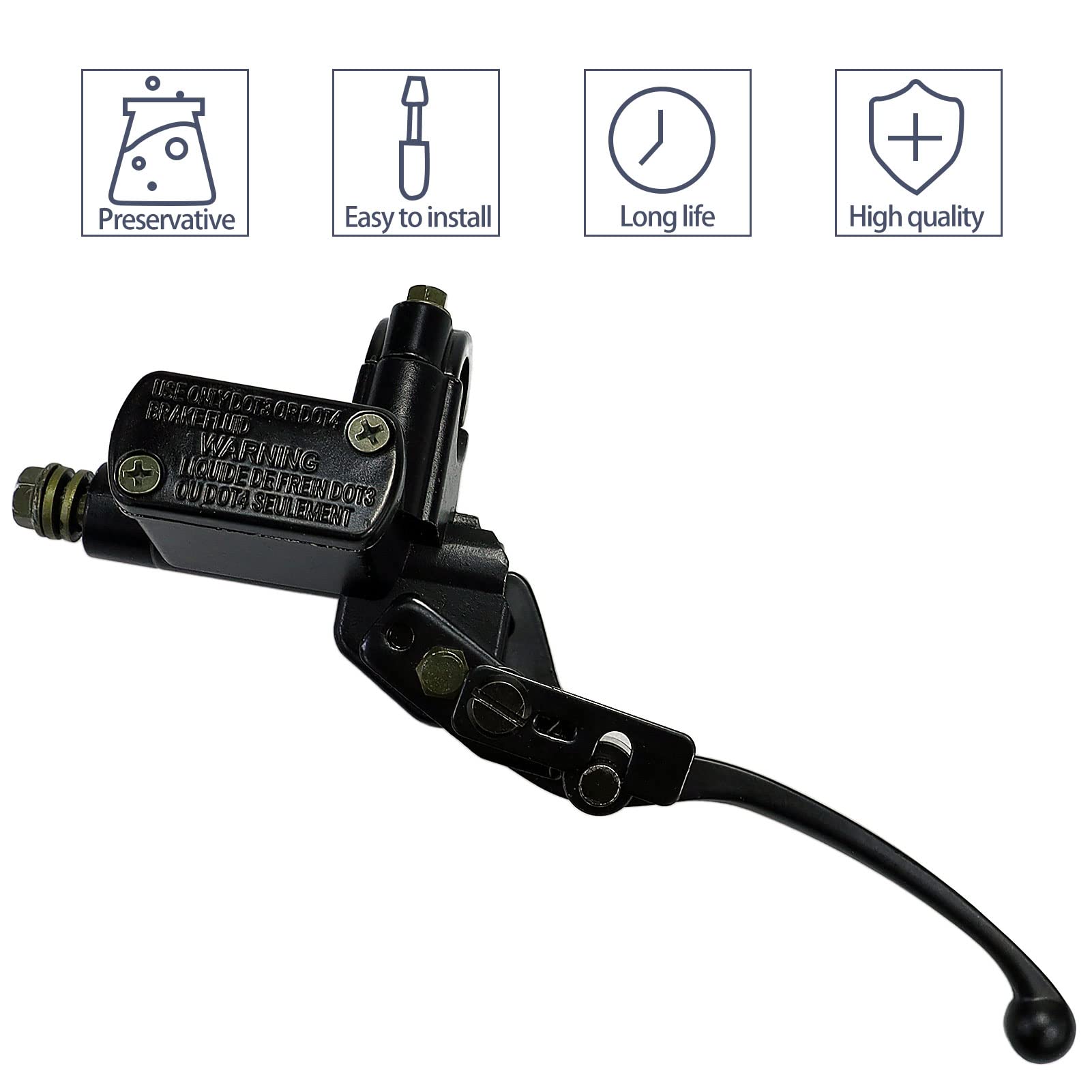 Sollon 7/8'' Left Hydraulic Brake Master Cylinder Lever Pump Replace For 50Cc 70Cc 90Cc 110Cc 125Cc 150C 200Cc 250Cc Atv Quad Moped Motorcycle Pit Bike Dirt Bike, Taotao Roketa Sunl Kazuma