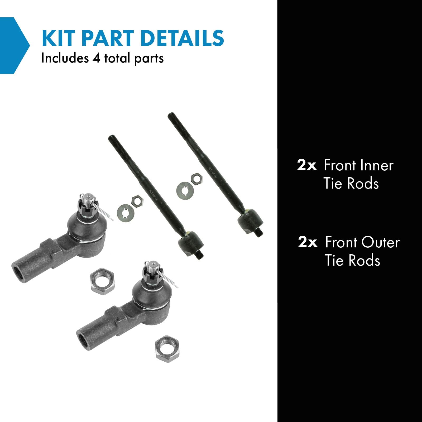 Trq Front Tie Rod Set Compatible With 1995-2004 Toyota Tacoma