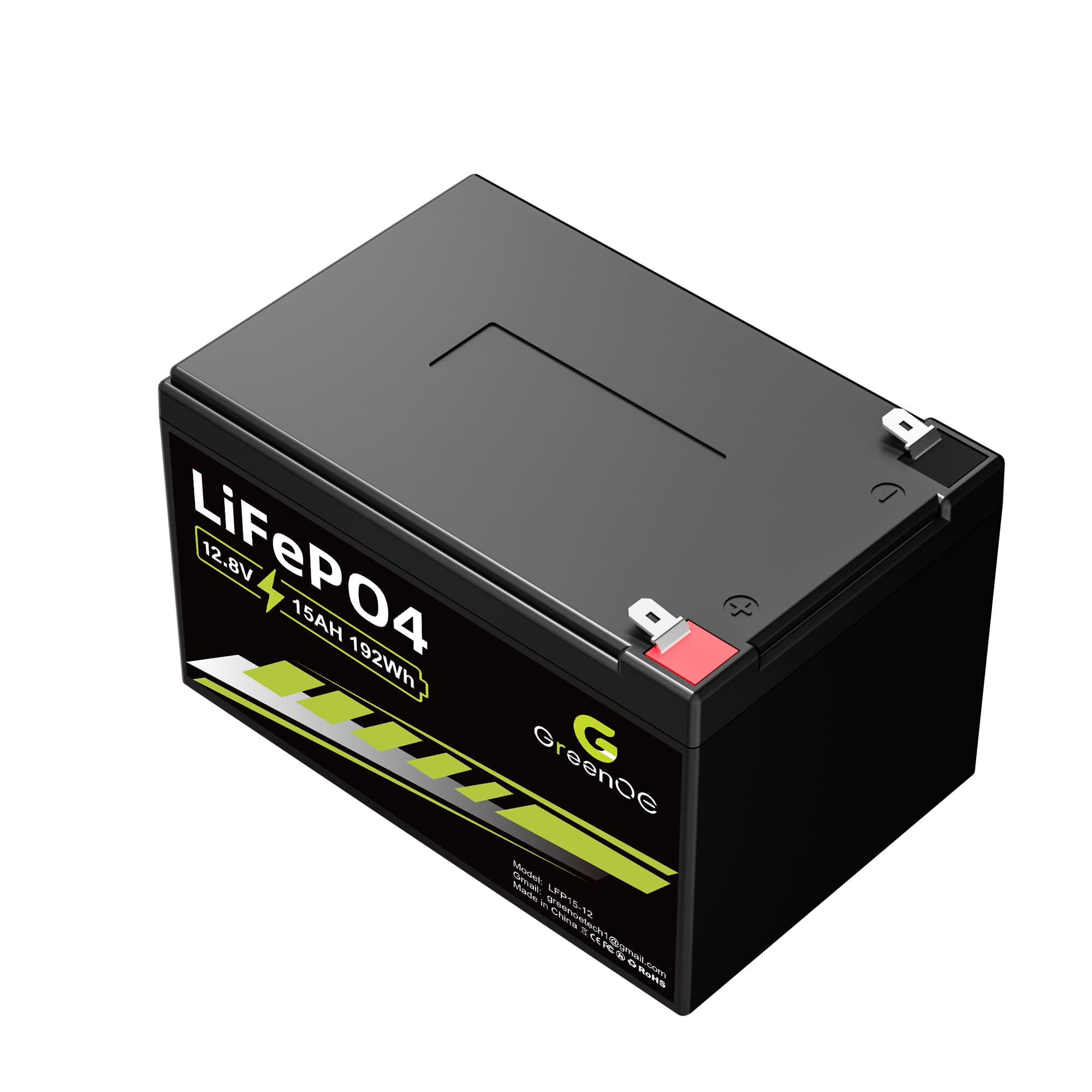 LiFePO4 Battery Pack, Lithium Iron Phosphate Rechargeable (12v15ah)